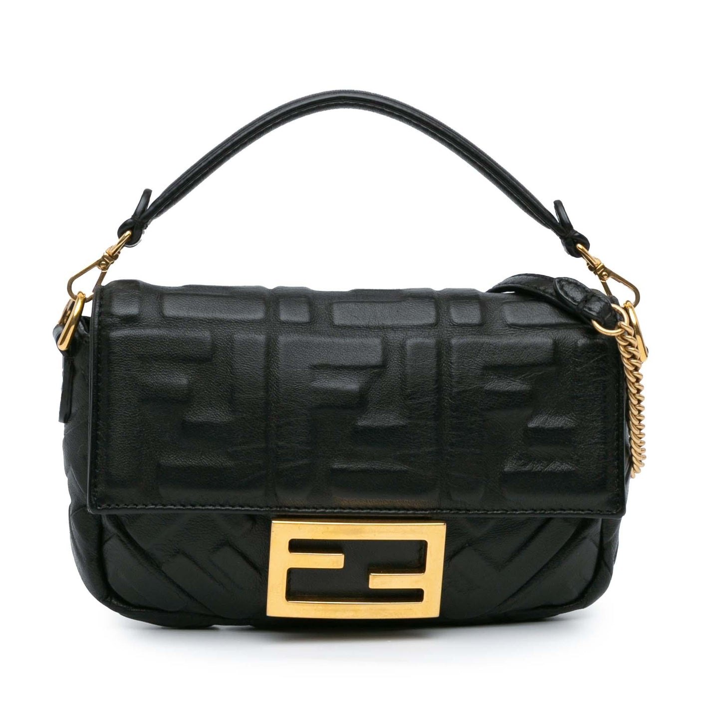 Fendi Zucca Baguette Satchel Shg Cd0Erc Leather Mini Embossed Satchel Bag