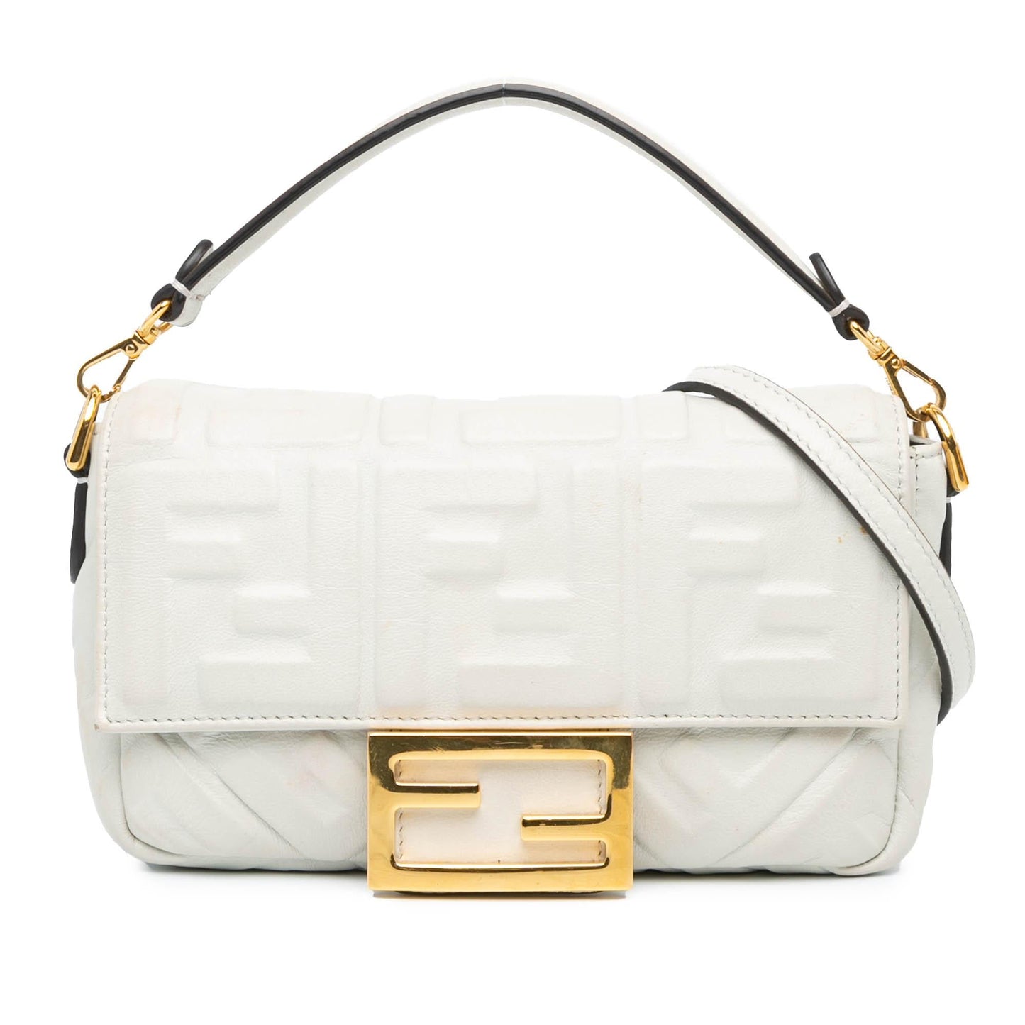 Fendi Zucca Baguette Satchel Leather Mini Embossed Satchel Bag Leather Baguette Satchel