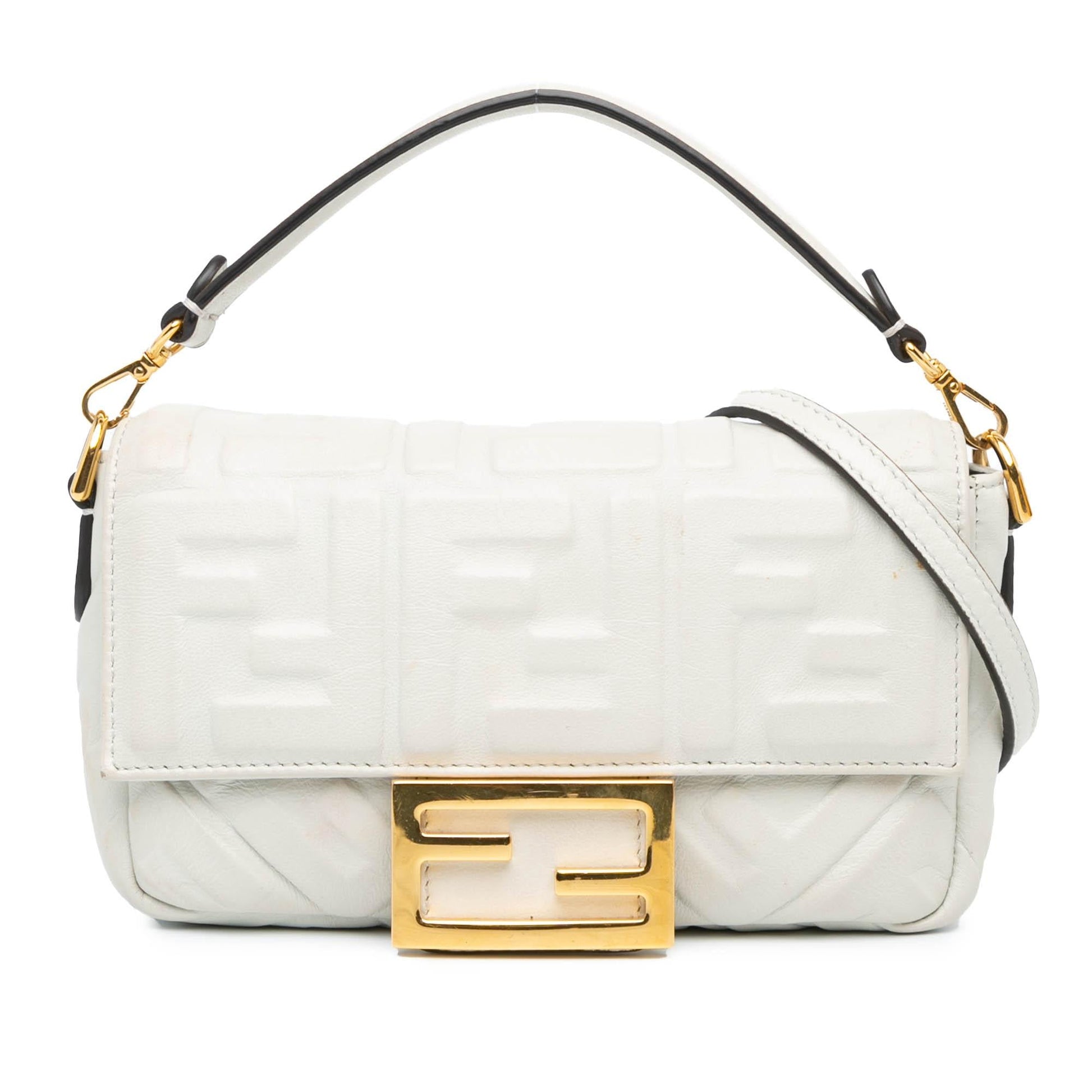 Fendi Zucca Baguette Satchel Leather Mini Embossed Satchel Bag Leather Baguette Satchel