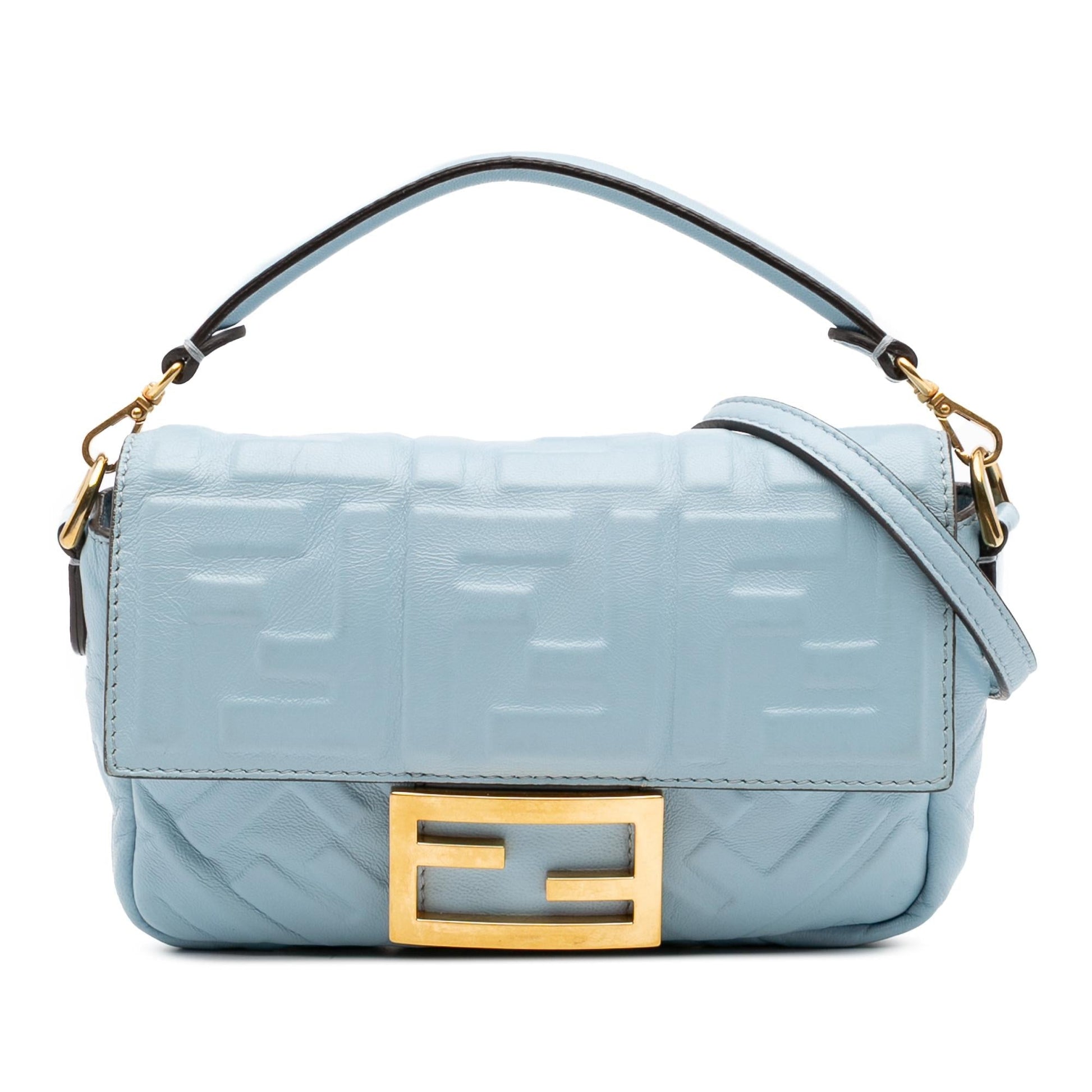Fendi Zucca Baguette Satchel Leather Mini Embossed Satchel Bag Baguette Satchel 18