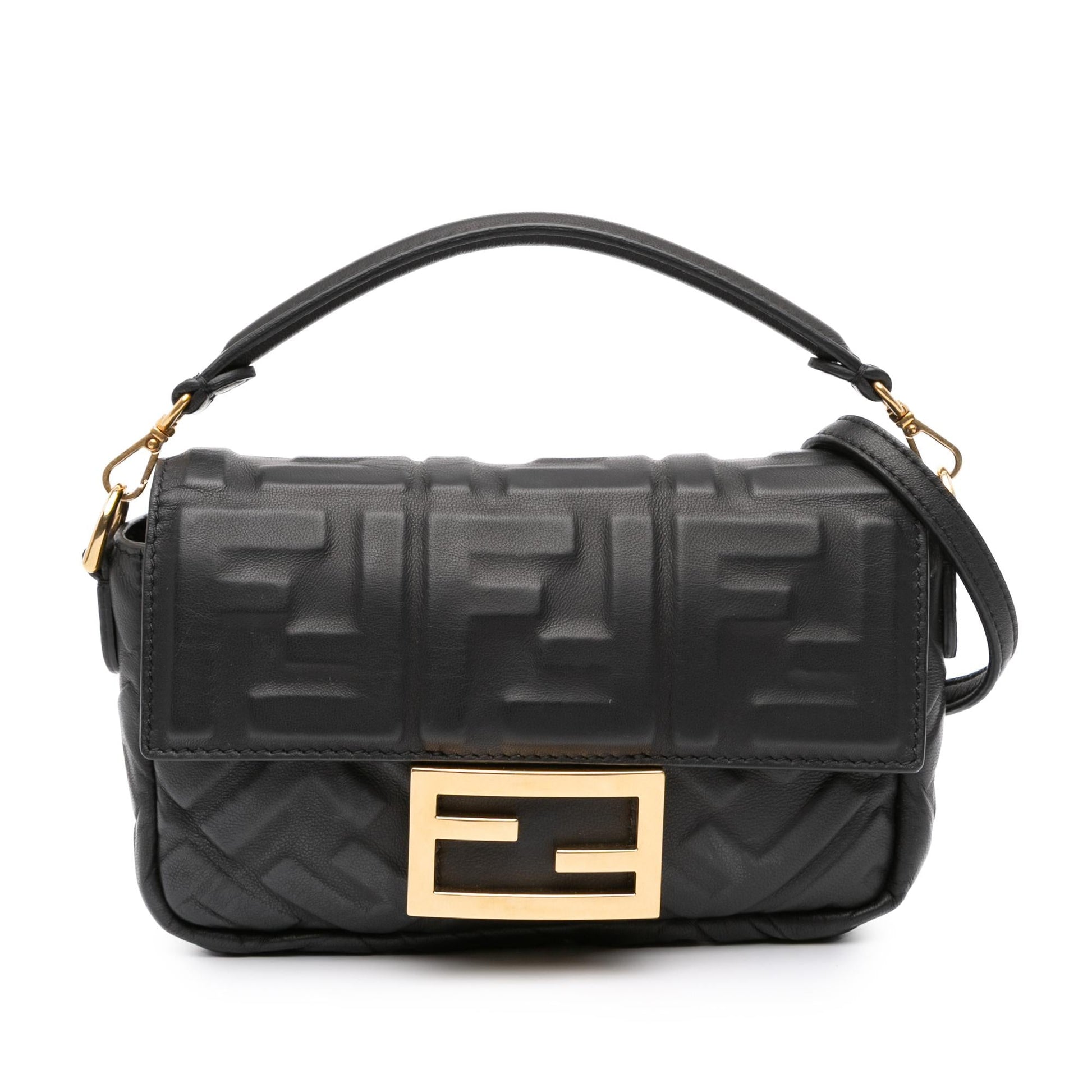 Fendi Zucca Baguette Satchel Leather Mini Embossed Satchel Bag Baguette Satchel 23