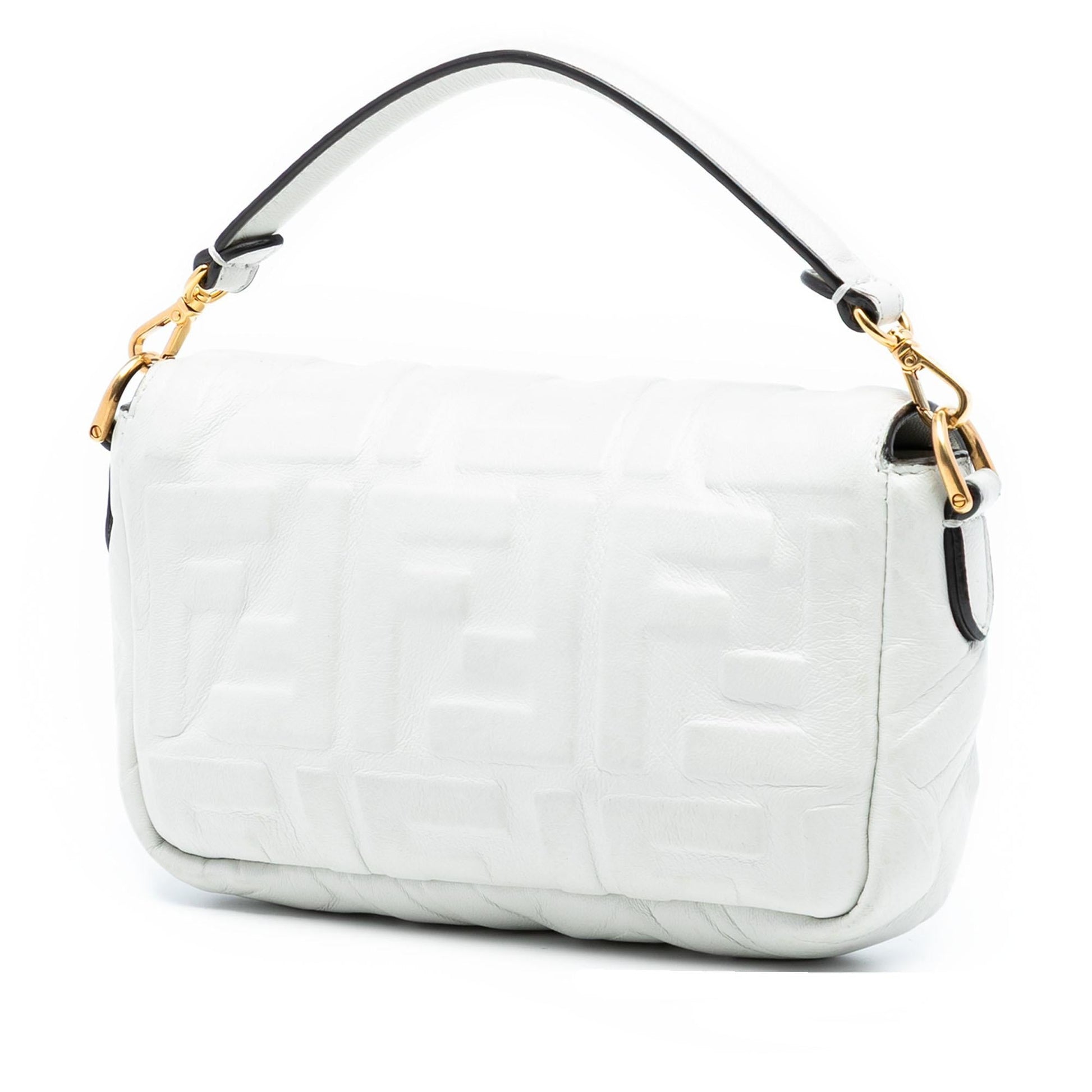 Fendi Zucca Baguette Satchel Leather Mini Embossed Satchel Bag