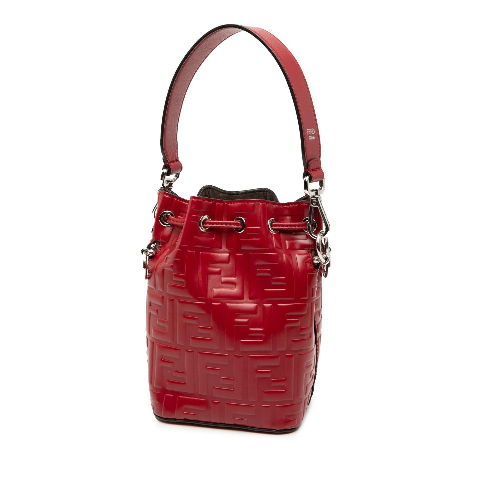 Fendi Zucca Mon Tresor Bag Leather Mini Embossed Satchel Bag Tresor Bucket Bag
