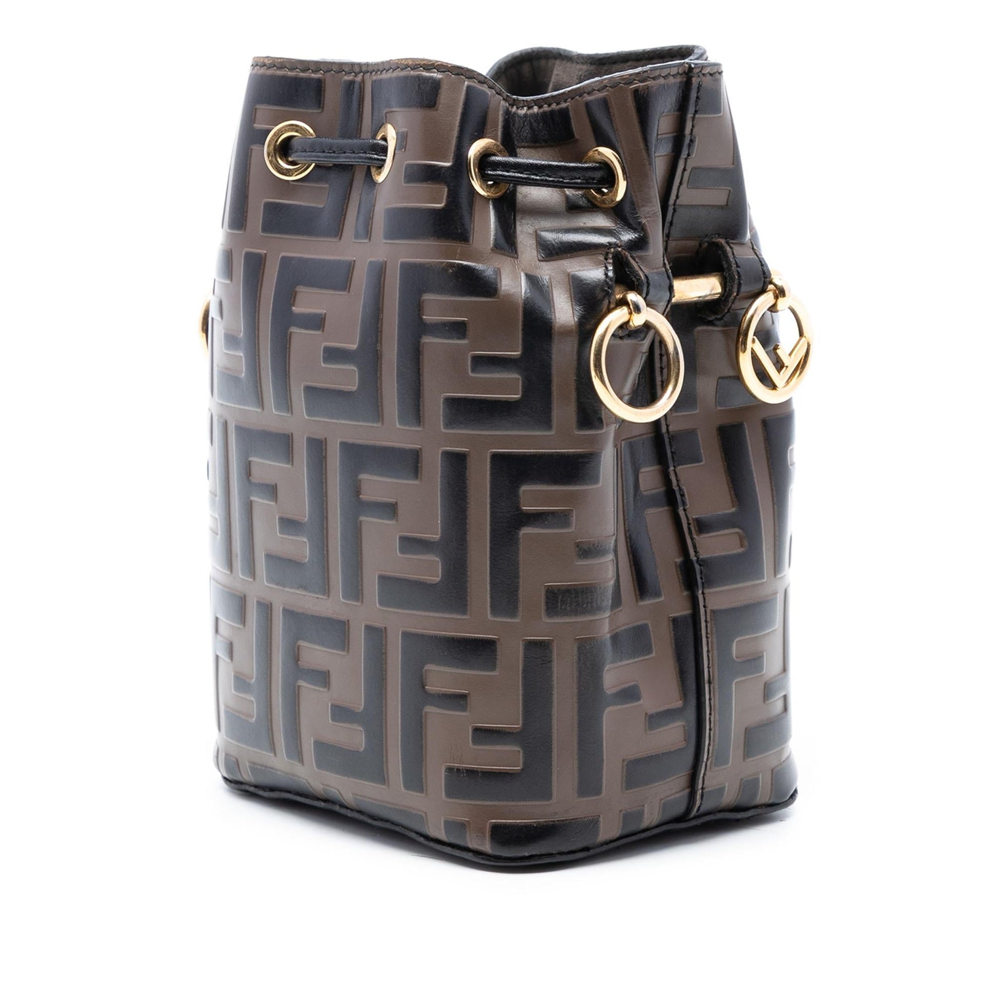 Fendi Zucca Mon Tresor Bag Leather Mini Embossed Satchel Bag