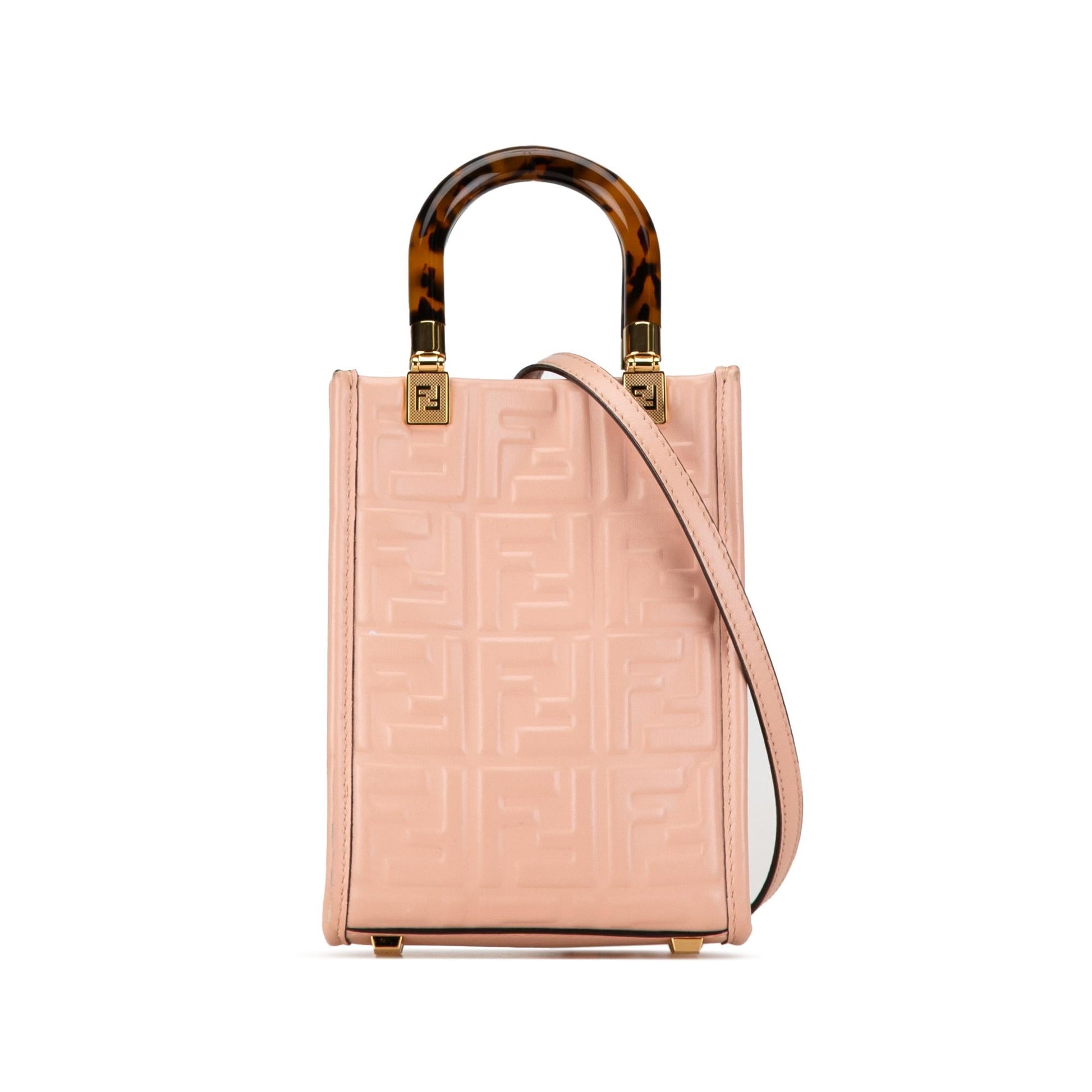 Fendi Zucca Sunshine Shopper Tote Shg Hutzte Mini Embossed Tote Bag