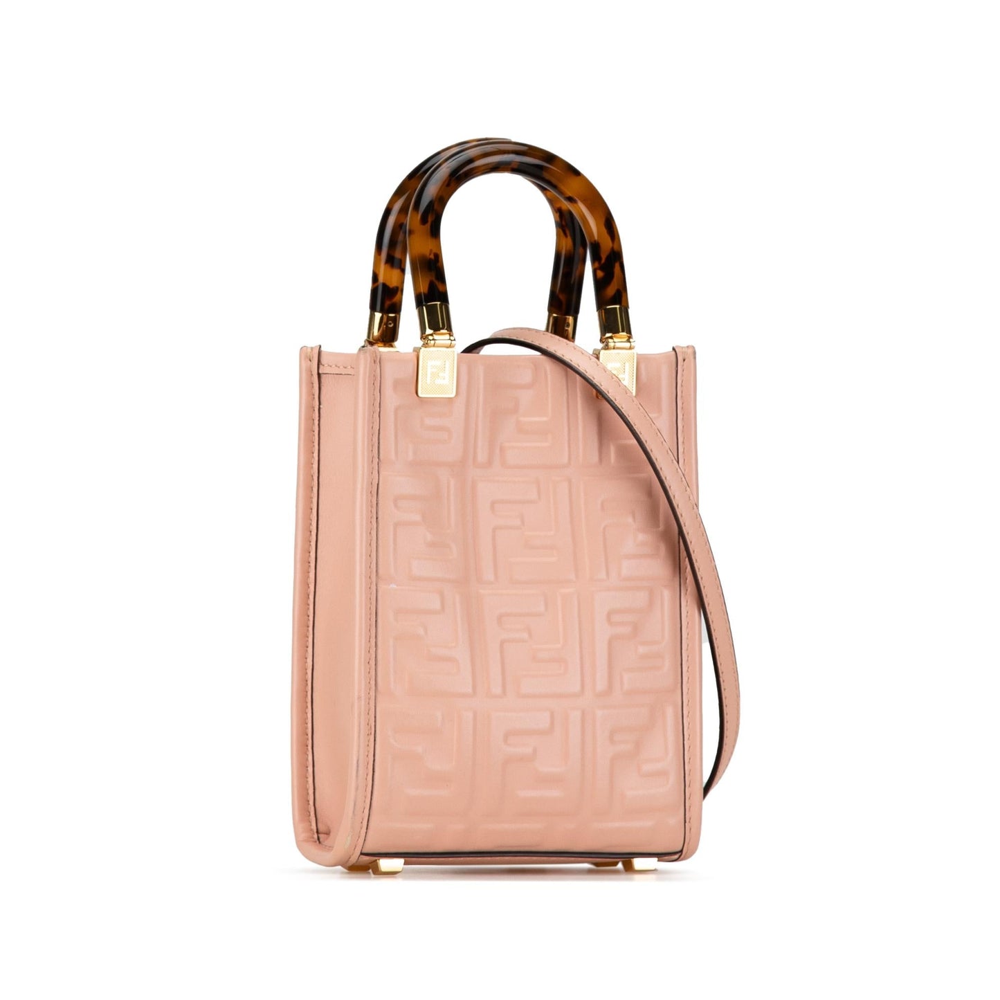 Fendi Zucca Sunshine Shopper Tote Shg Hutzte Mini Embossed Tote Bag
