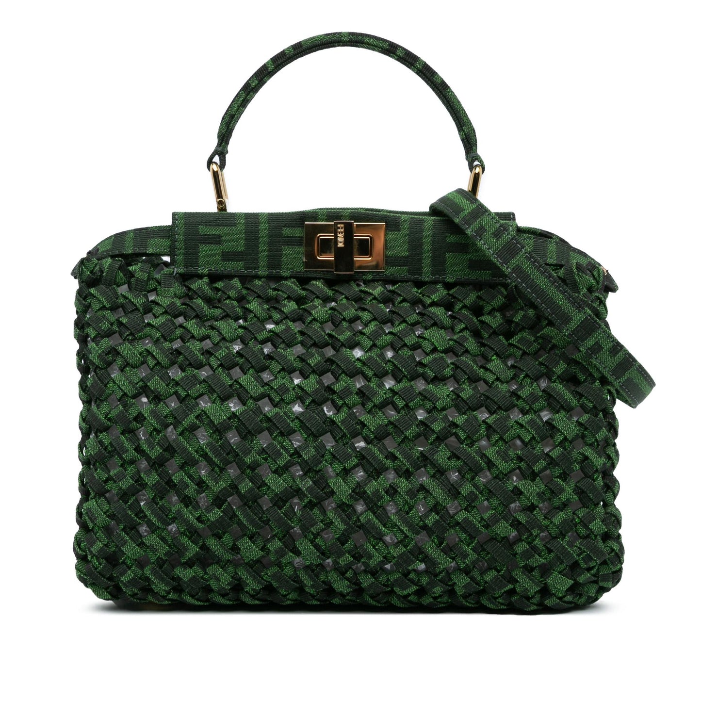 Fendi Zucca Interlaced Iconic Peekaboo Satchel Shg Bvhwrt Canvas Mini Satchel Bag