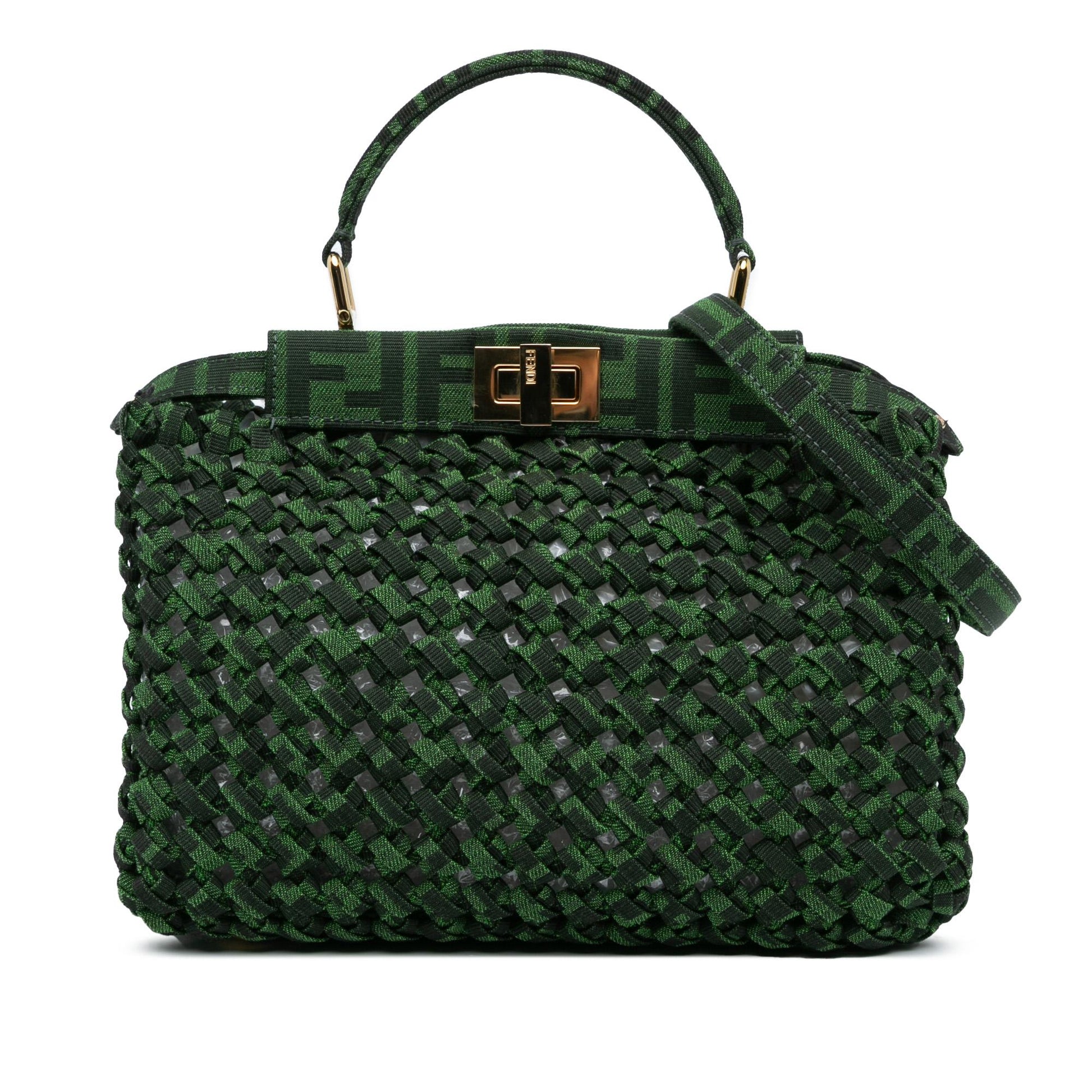 Fendi Zucca Interlaced Iconic Peekaboo Satchel Shg Hnjiei Canvas Mini Satchel Bag