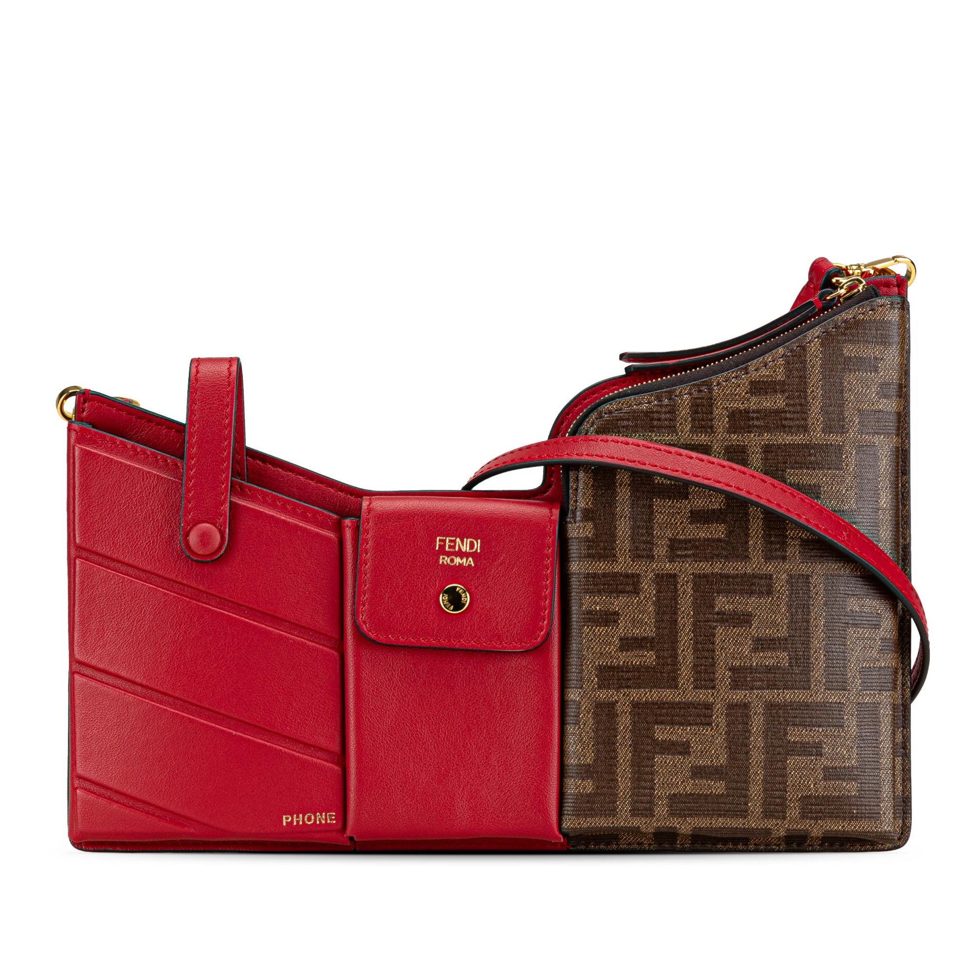 Fendi Zucca And Pocket Crossbody Shg Q6Drey Leather Mini Crossbody Bag