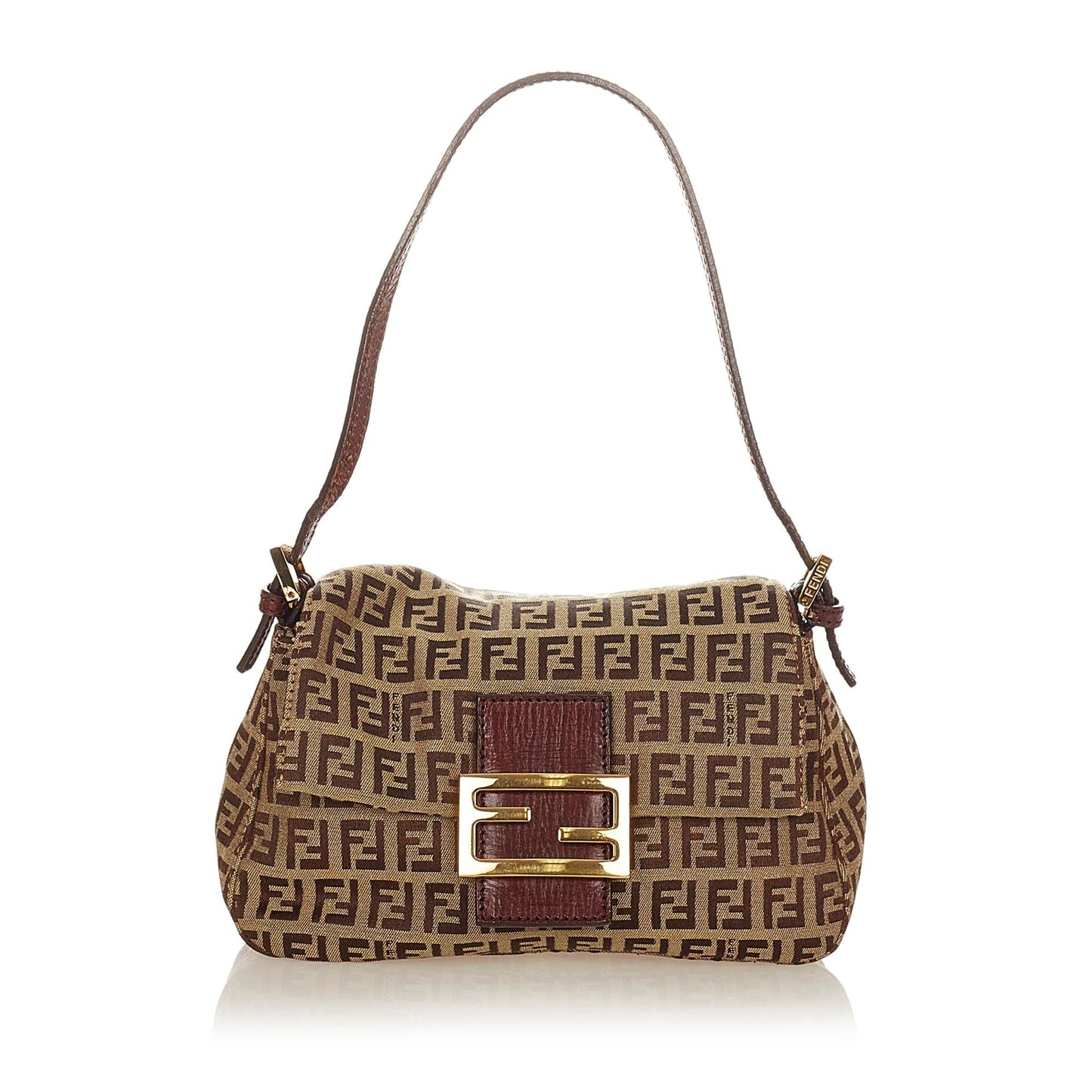 Fendi Zucchino Mamma Baguette Shg Handbag Canvas Mini Shoulder Bag Baguette Shg 26704
