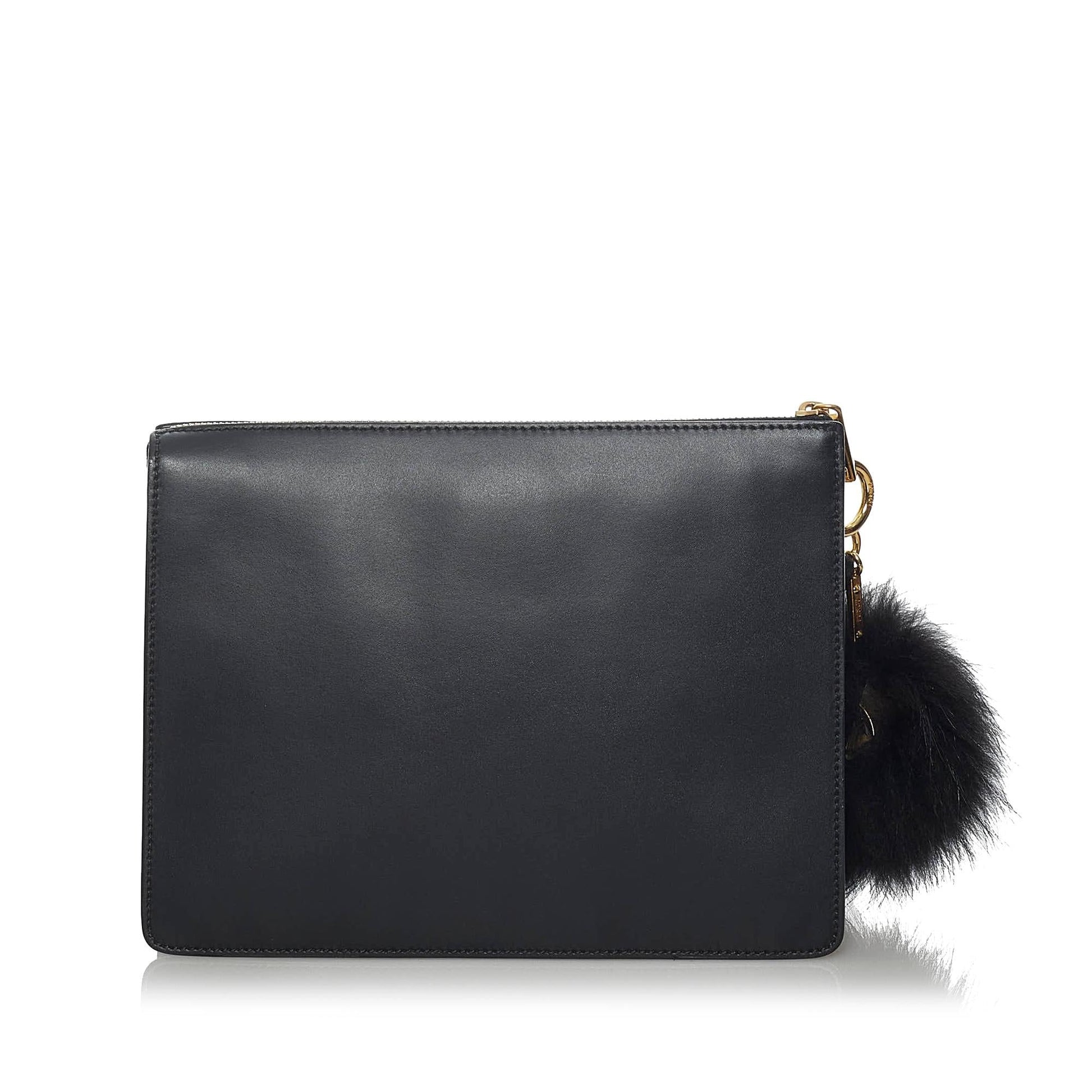 Fendi Monster Clutch Bag Shg Leather