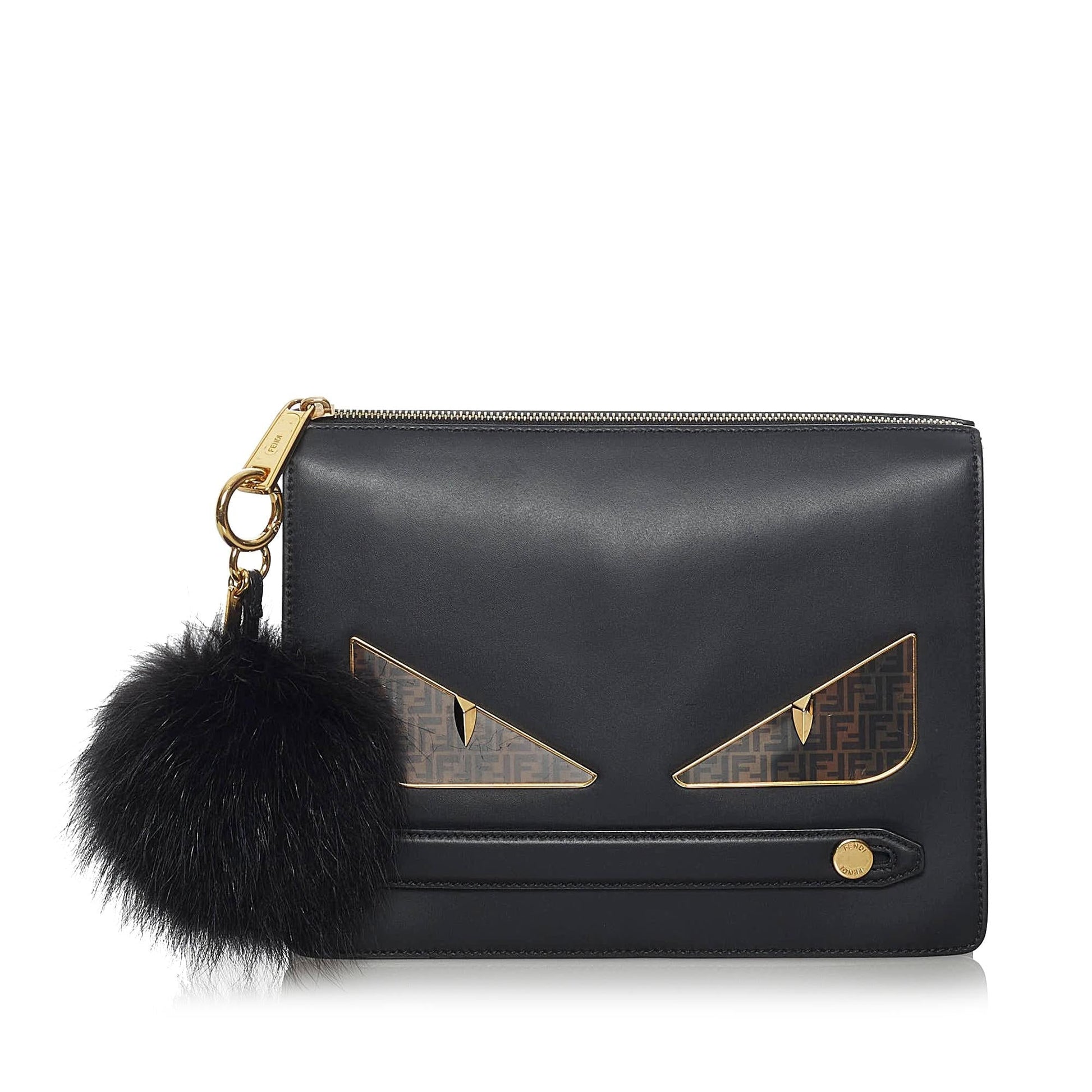 Fendi Monster Clutch Bag Shg Leather