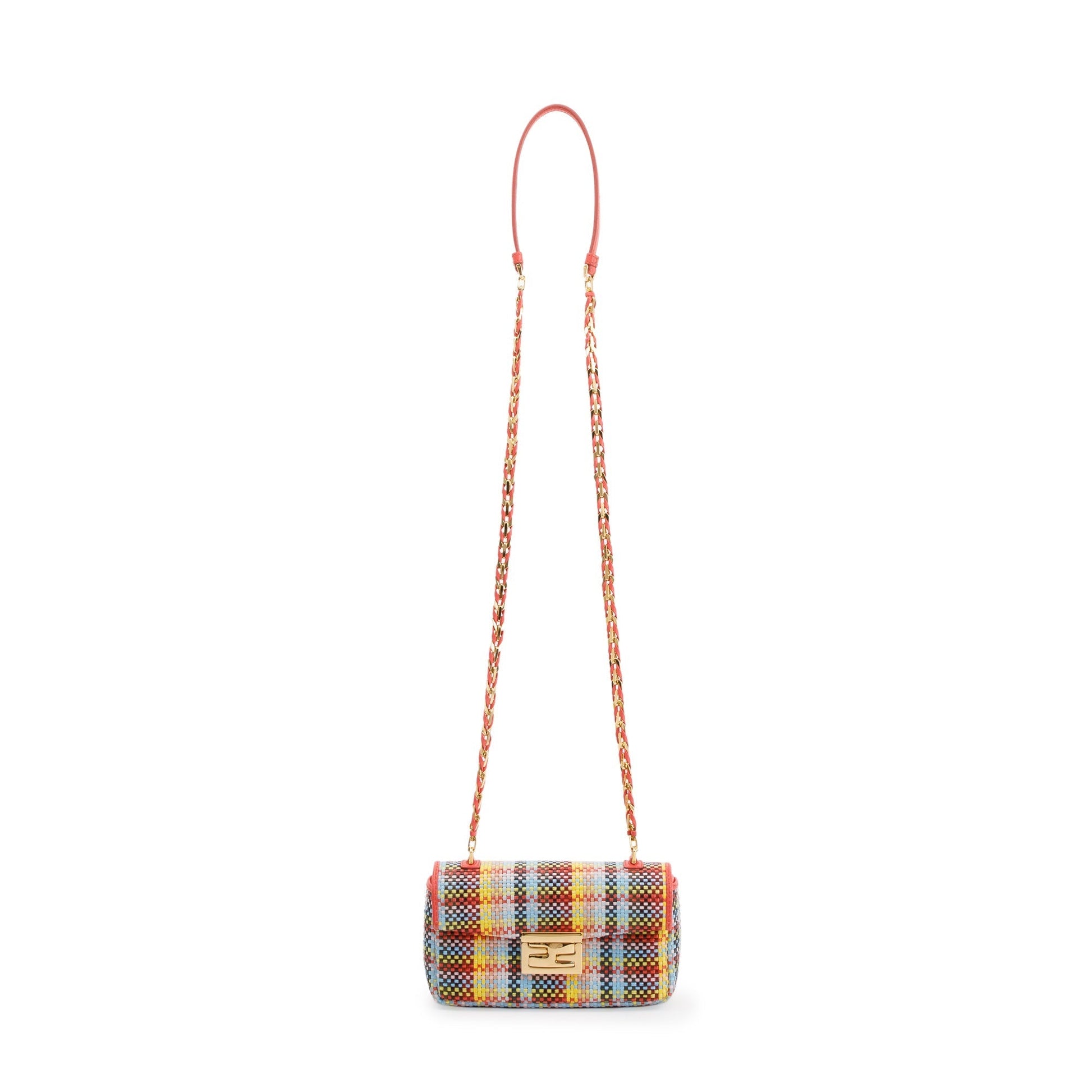 Fendi Multicolor Rosa Ecstacy Nappa Intrecciato Be Baguette Woven Mini Crossbody Bag