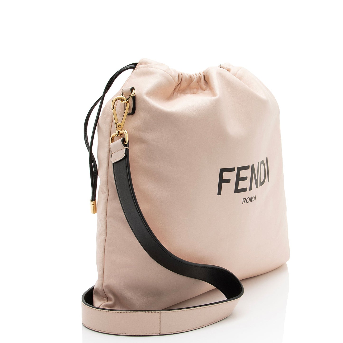 Fendi Nappa Drawstring Shoulder Bag Leather Medium