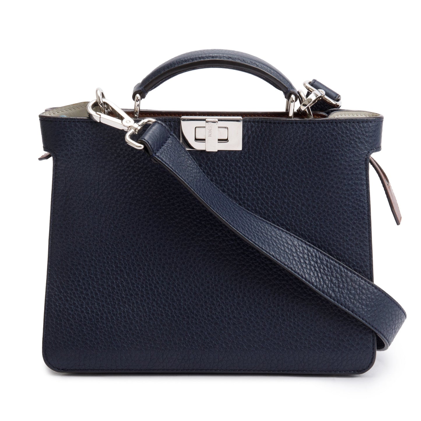 Fendi Navy Calfskin Peekaboo Iseeu Bag Leather Mini Travel Bag