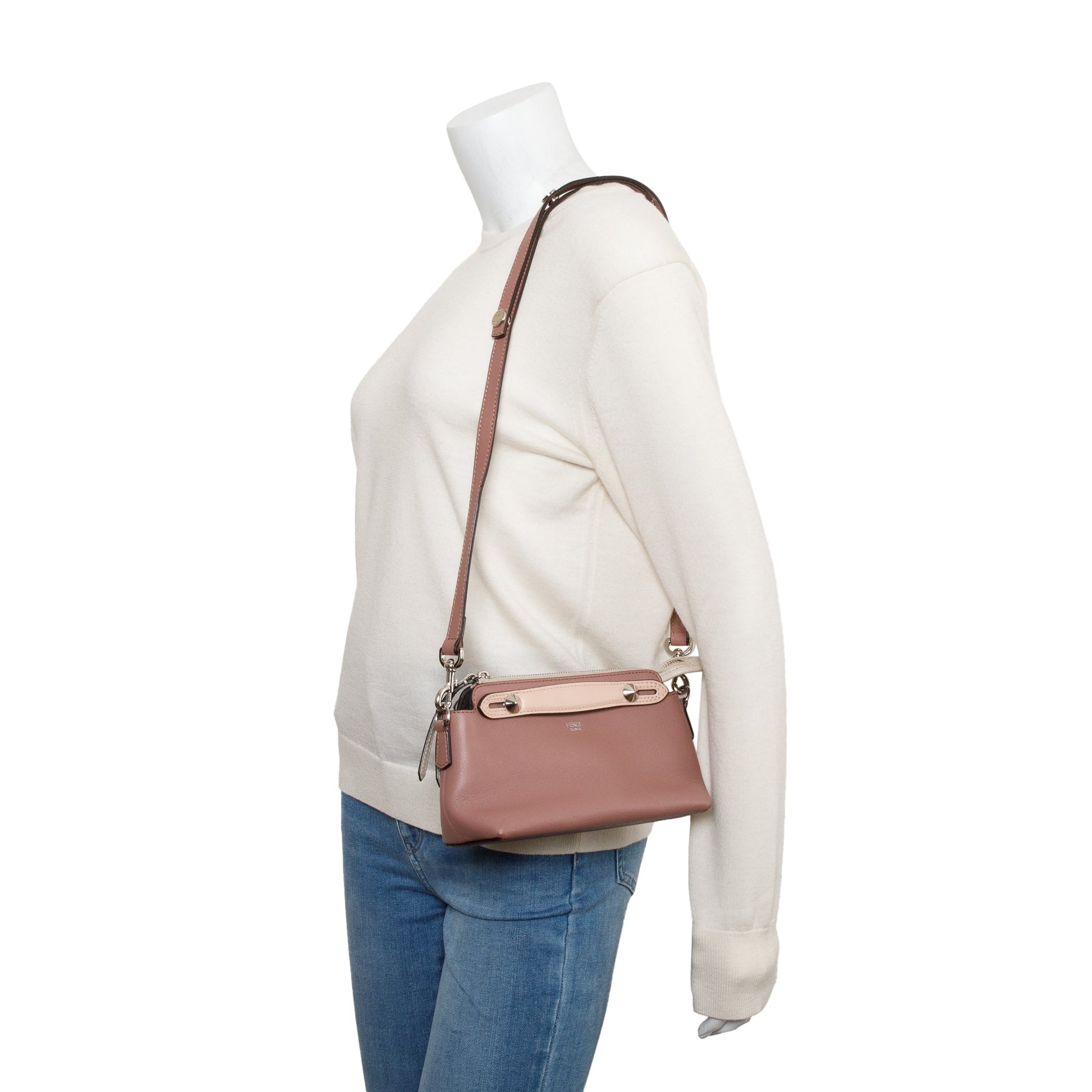 Fendi Neutral Vitello Dolce By The Way Boston Mini Travel Bag