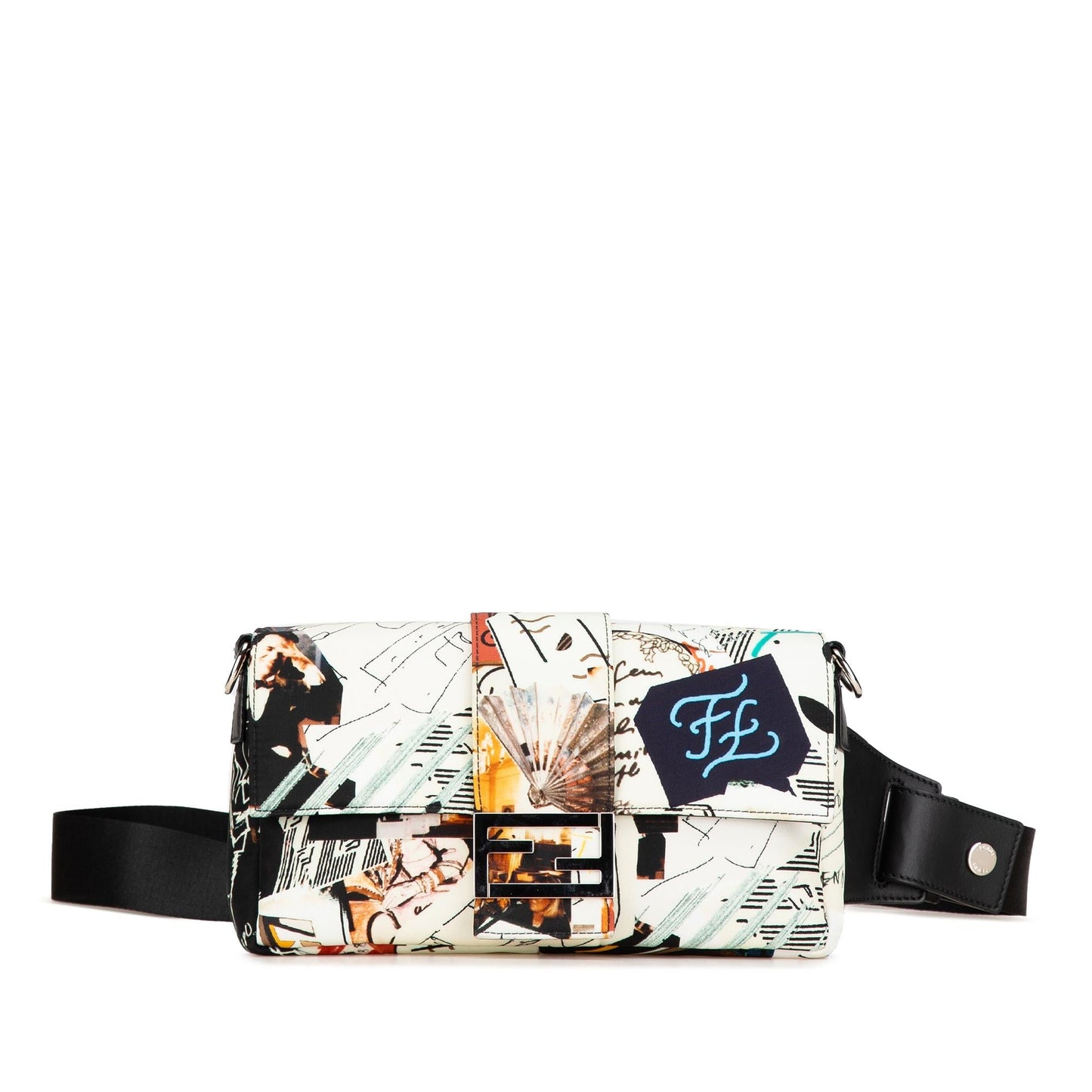 Fendi Karl Kollage Convertible Belt Baguette Handbag Nylon