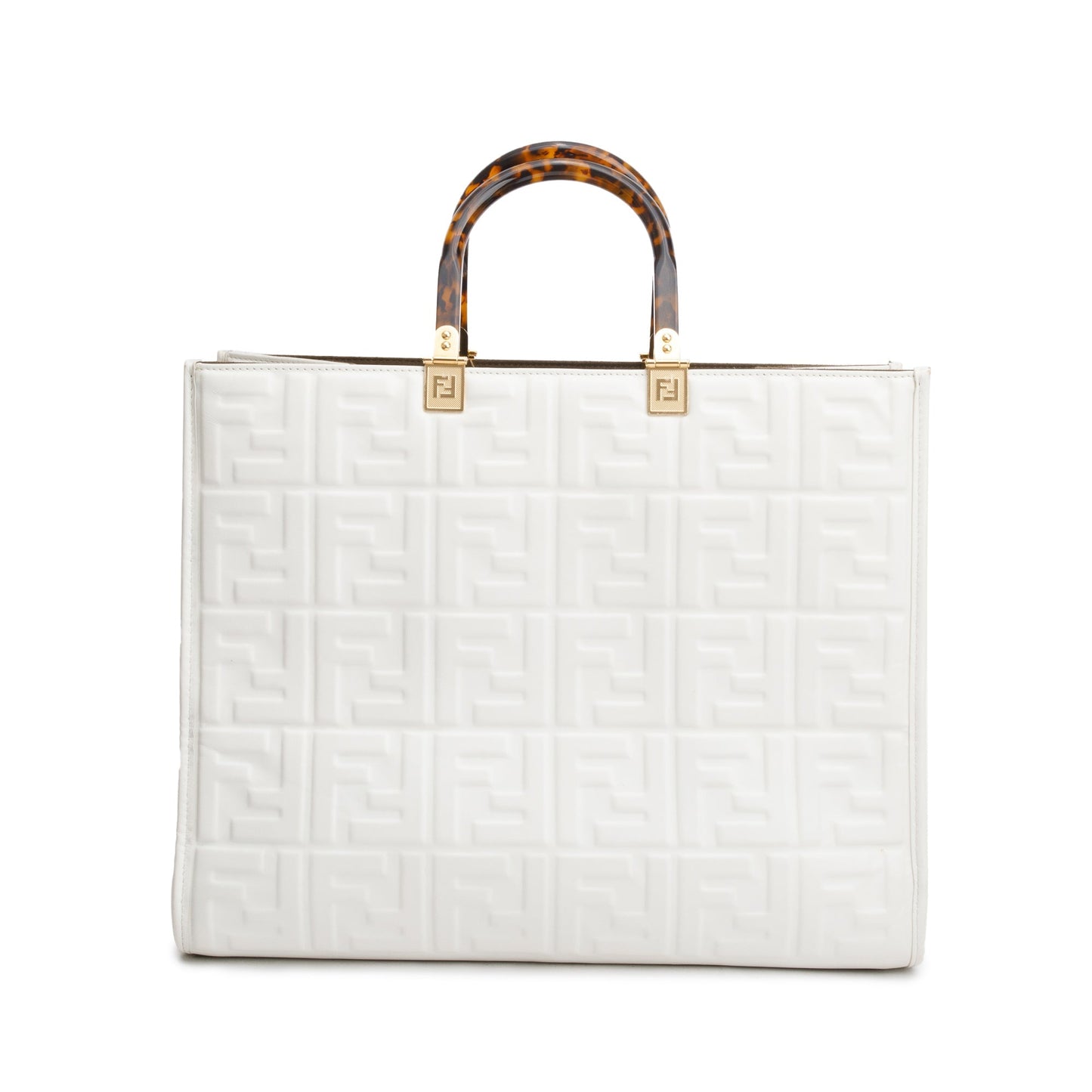 Fendi Off Zucca Ff Sunshine Tote Bag Leather White