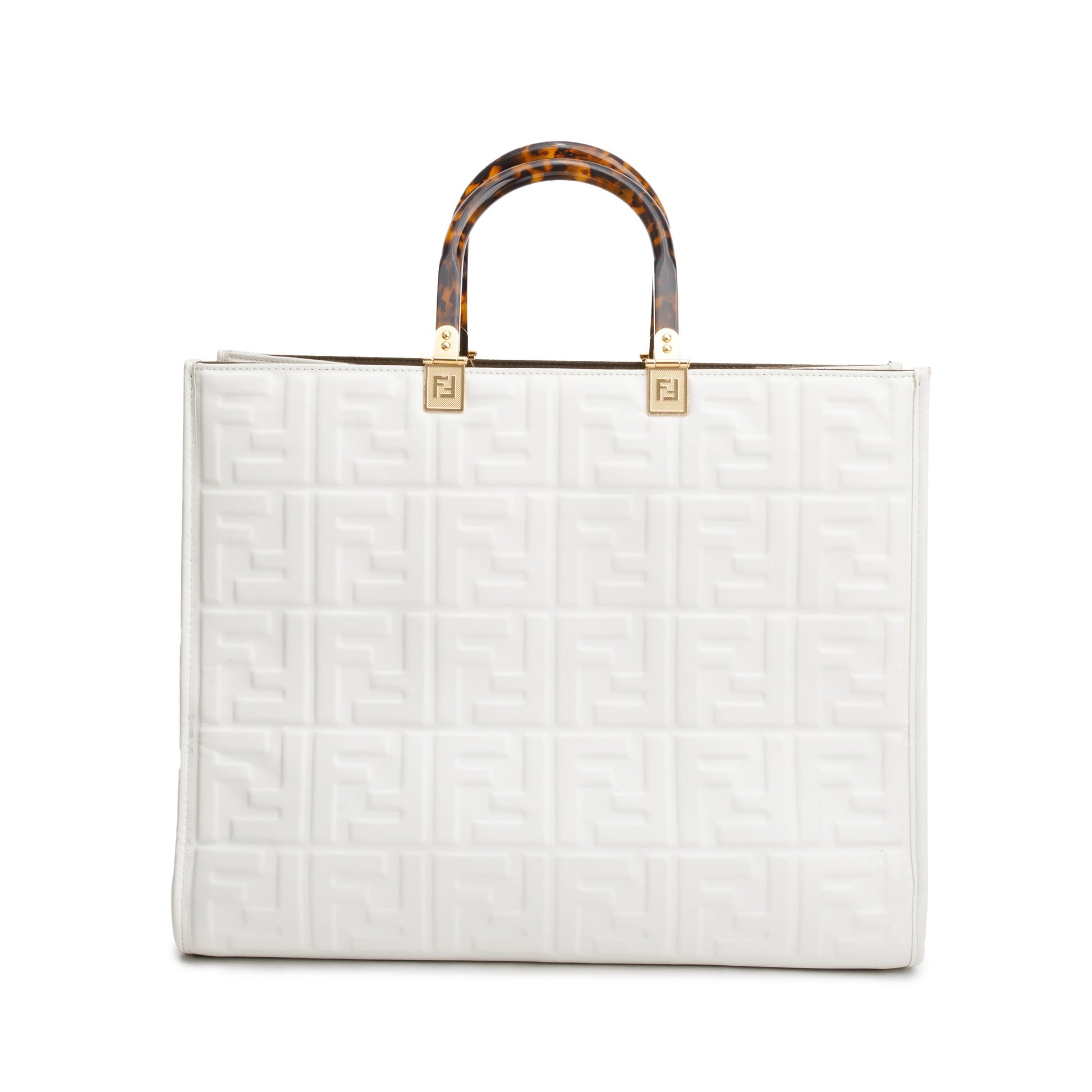 Fendi Off Zucca Ff Sunshine Tote Bag Leather White