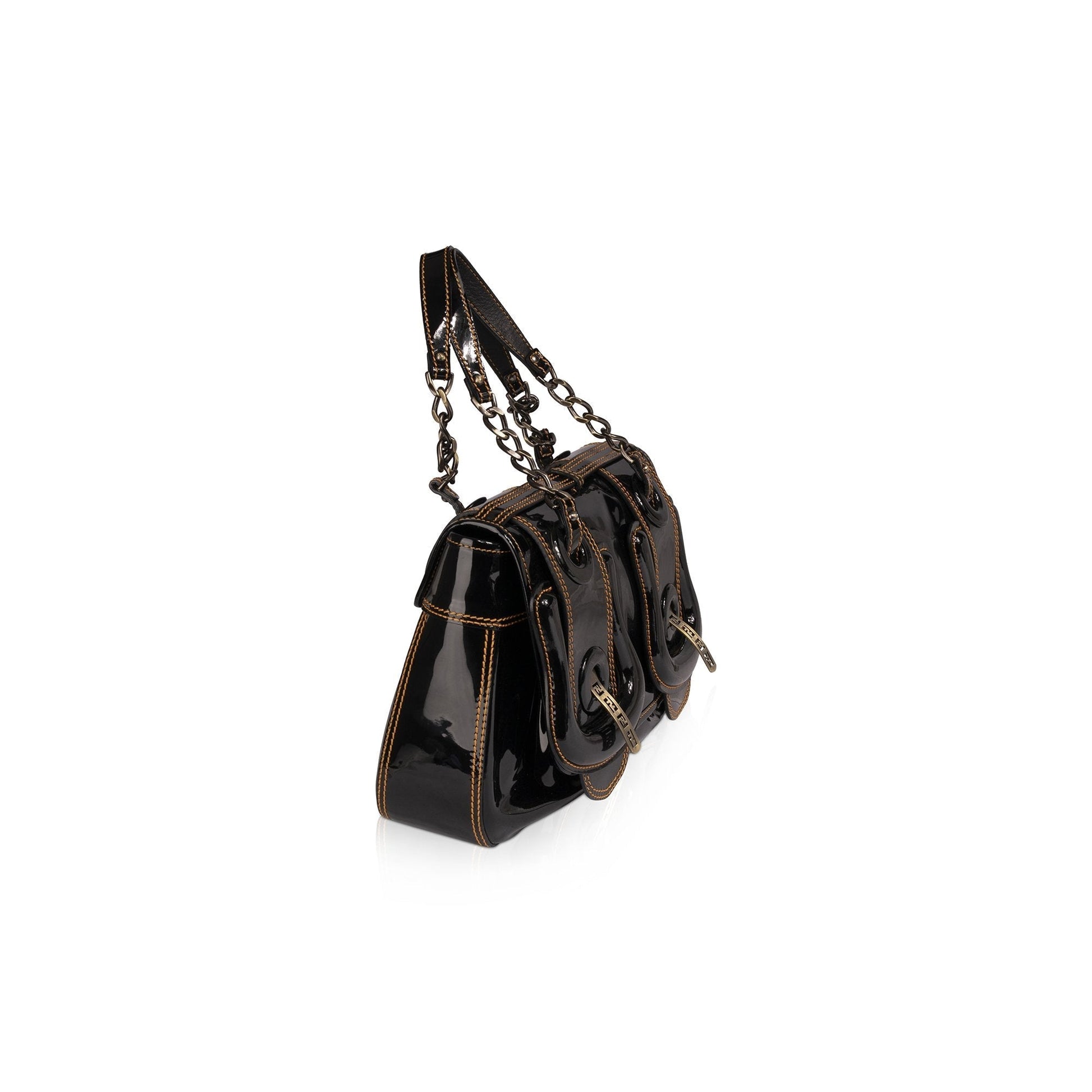 Fendi Patent Bis Bag Flap Travel Bag