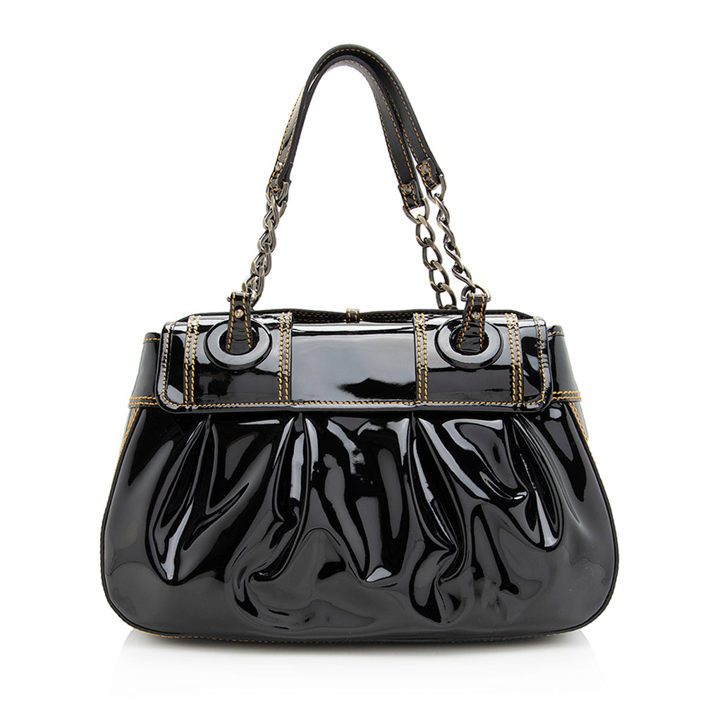 Fendi Buckle Bag Shf Leather Patent Satchel Bag