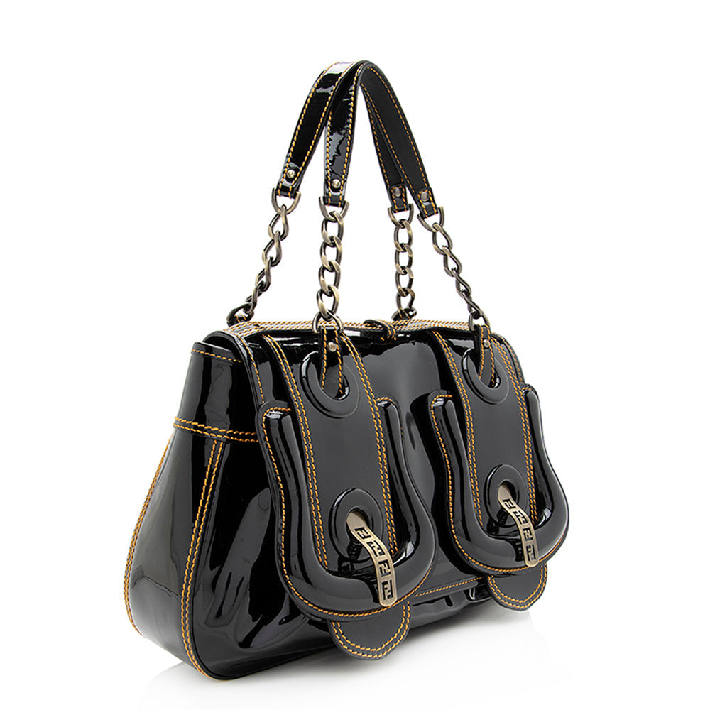 Fendi Buckle Bag Shf Leather Patent Satchel Bag