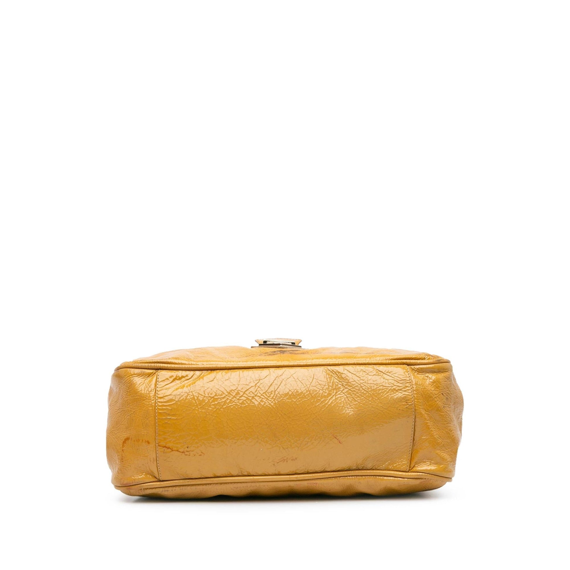 Fendi Push Lock Satchel Leather Patent Satchel Bag