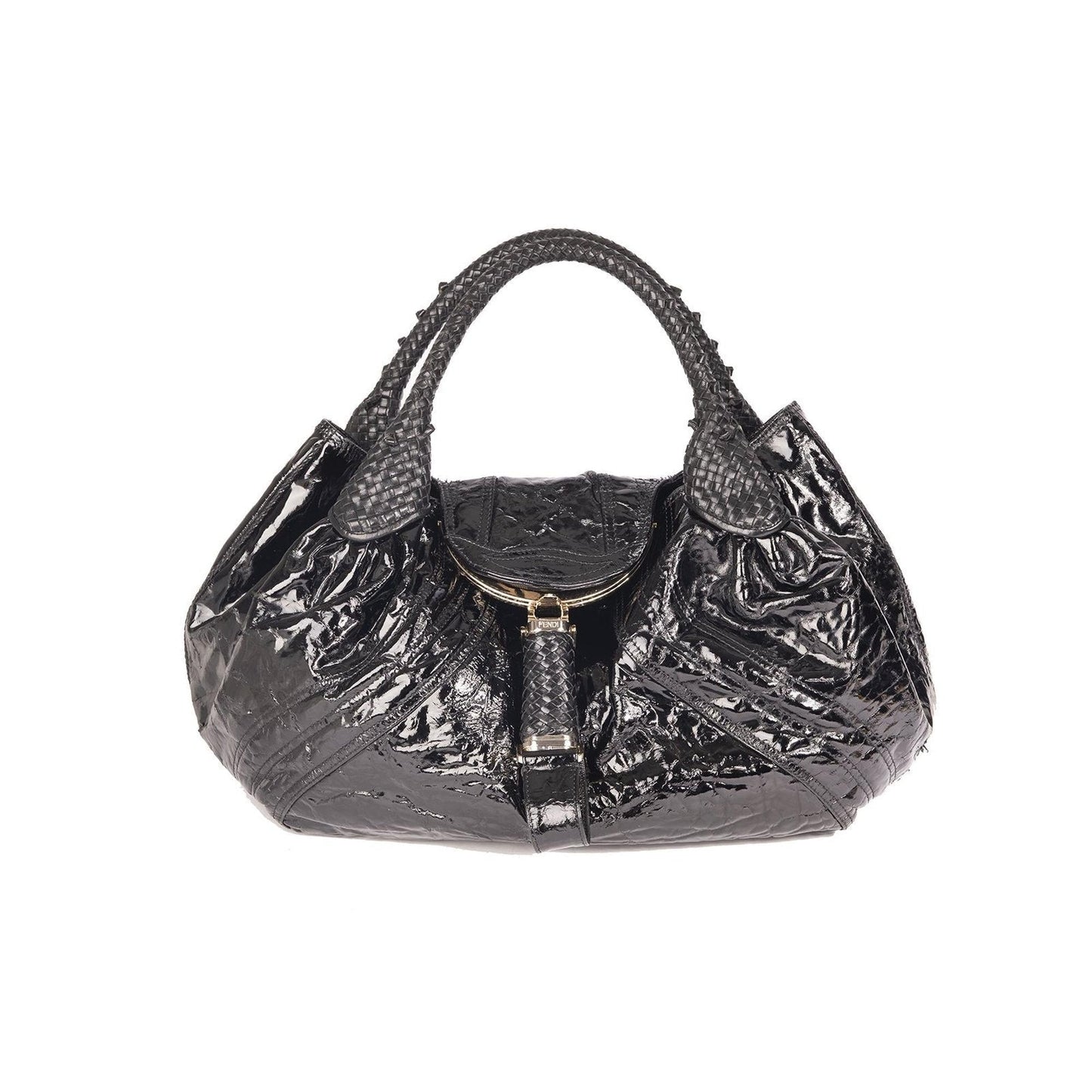 Fendi Patent Spy Hobo Leather Travel Bag