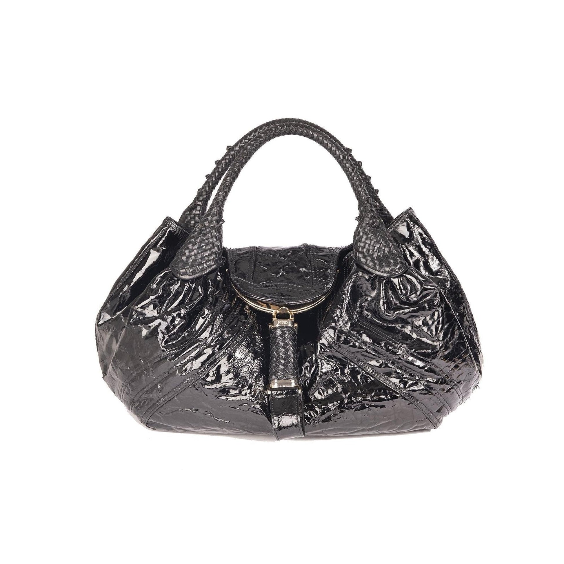 Fendi Patent Spy Hobo Leather Travel Bag