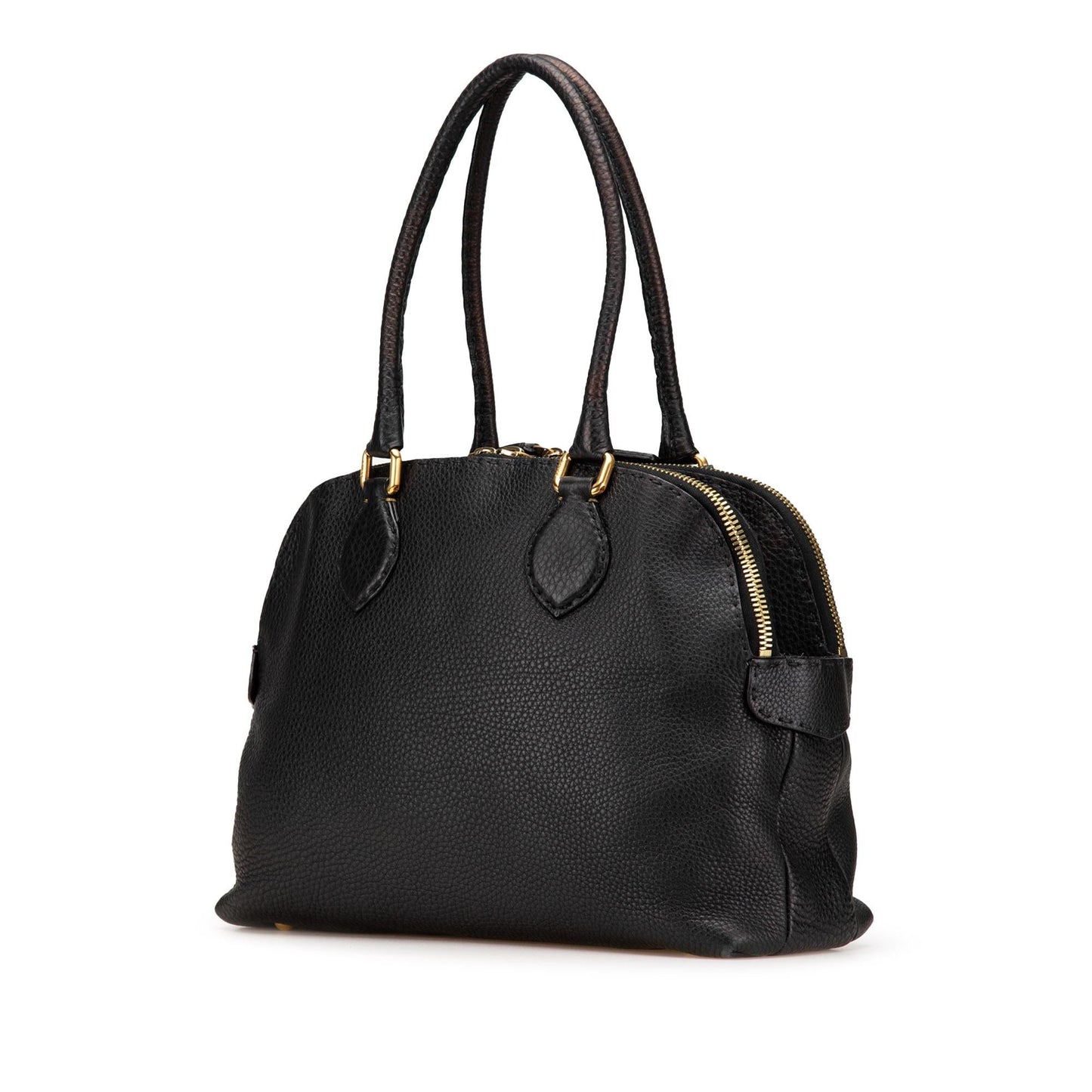Fendi Pebbled Selleria Dome Shoulder Bag Leather