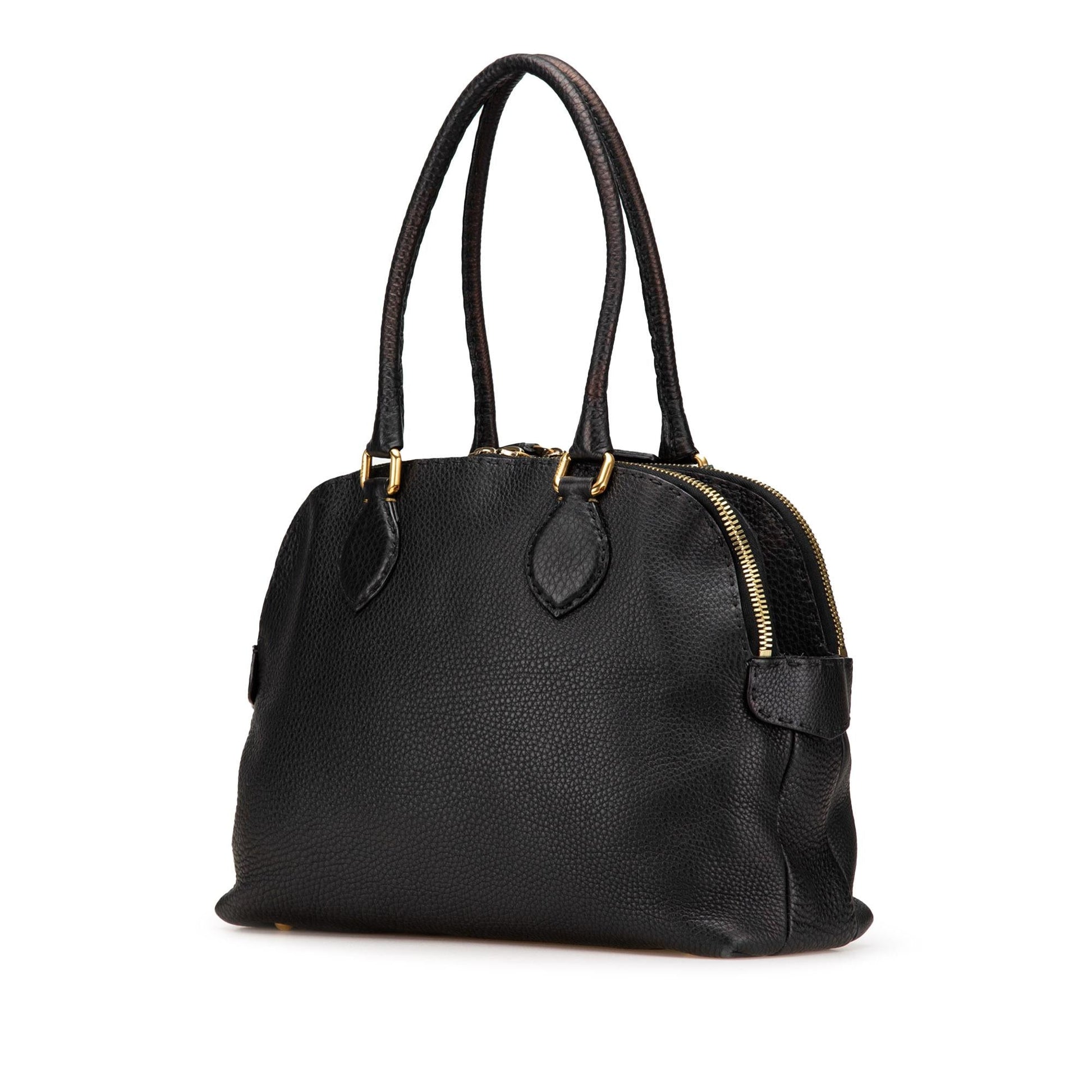 Fendi Pebbled Selleria Dome Shoulder Bag Leather