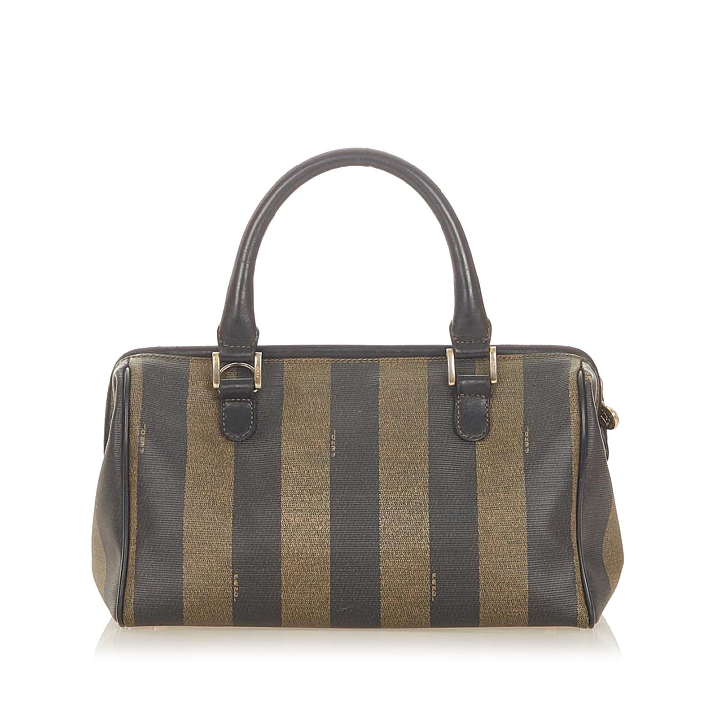 Fendi Pequin Handbag Shg Canvas Satchel Bag