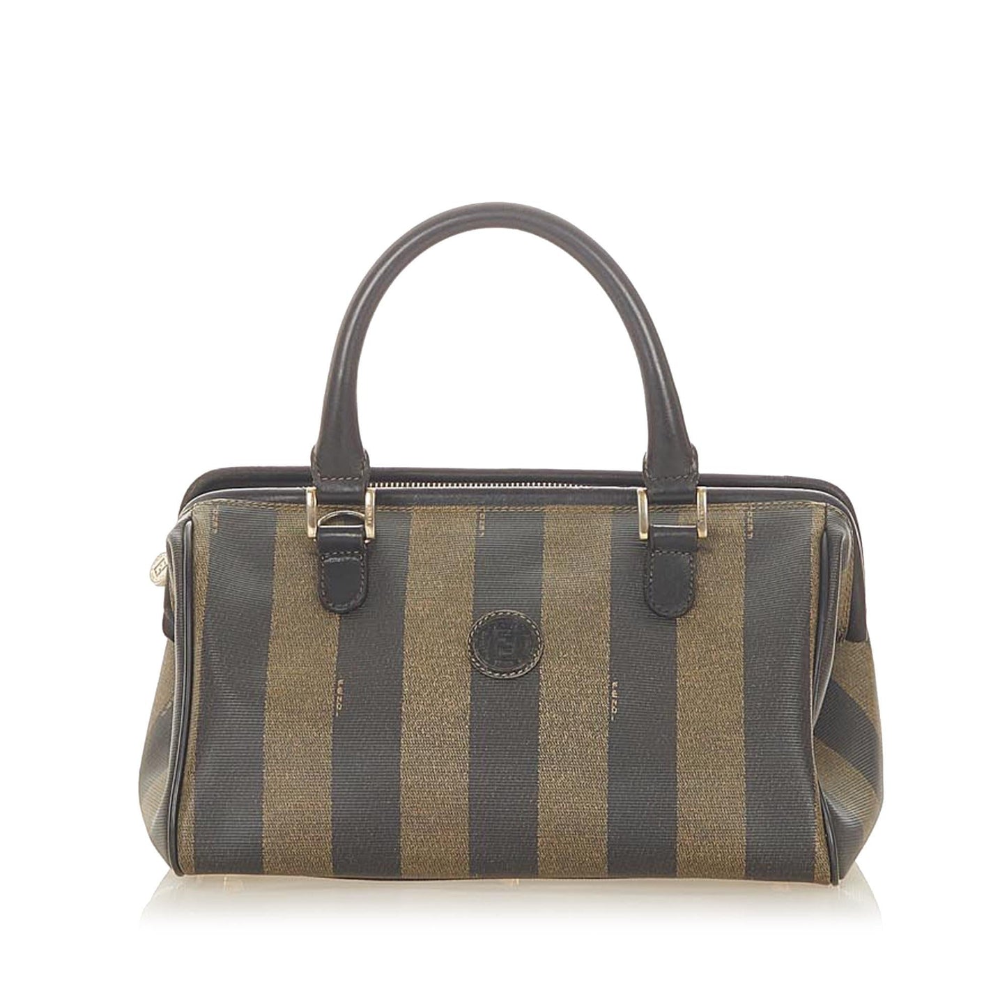 Fendi Pequin Handbag Shg Canvas Satchel Bag