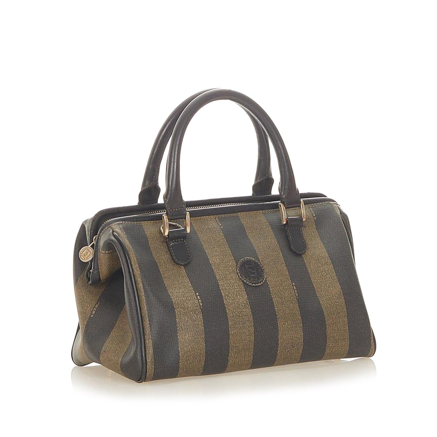 Fendi Pequin Handbag Shg Canvas Satchel Bag