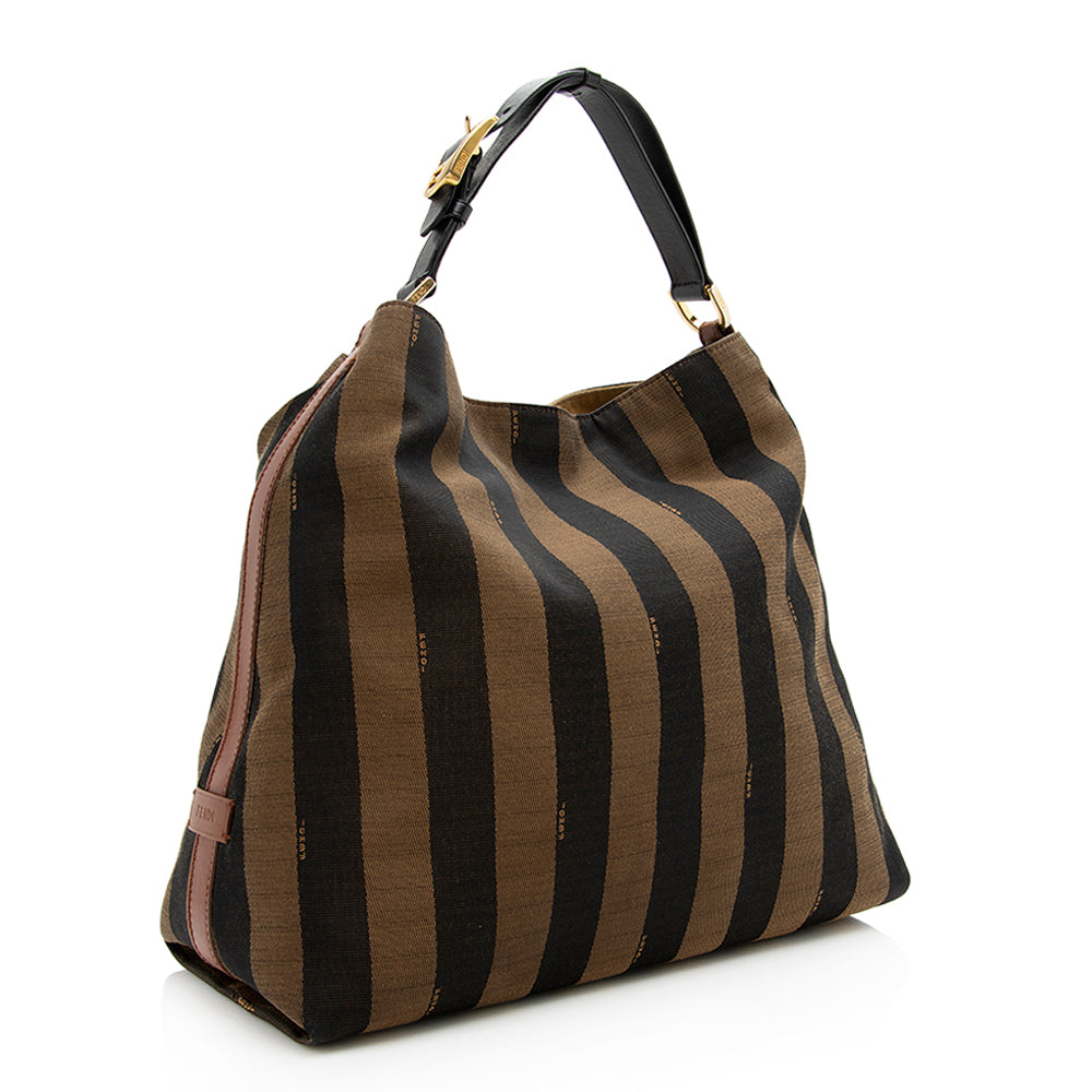 Fendi Pequin Hobo Shf Canvas Shoulder Bag