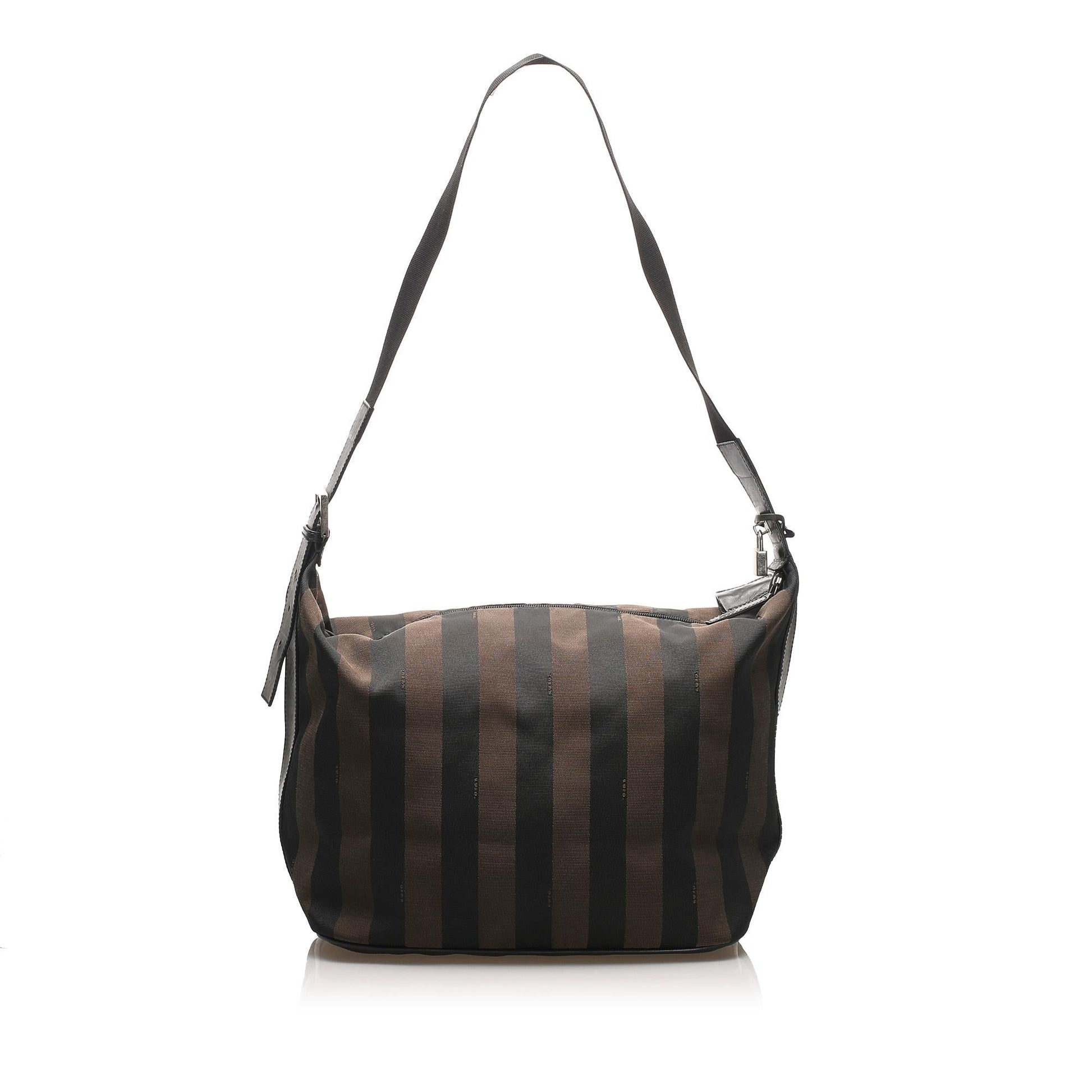 Fendi Pequin Shoulder Bag Shg Canvas