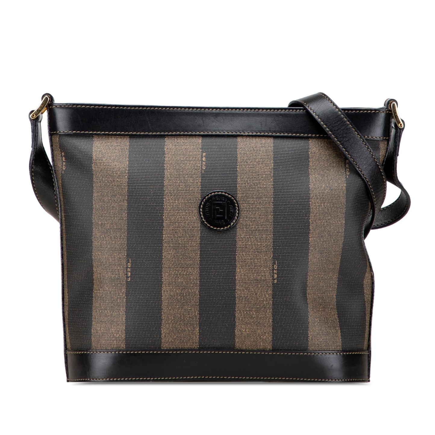 Fendi Pequin Coated Crossbody Canvas Crossbody Bag