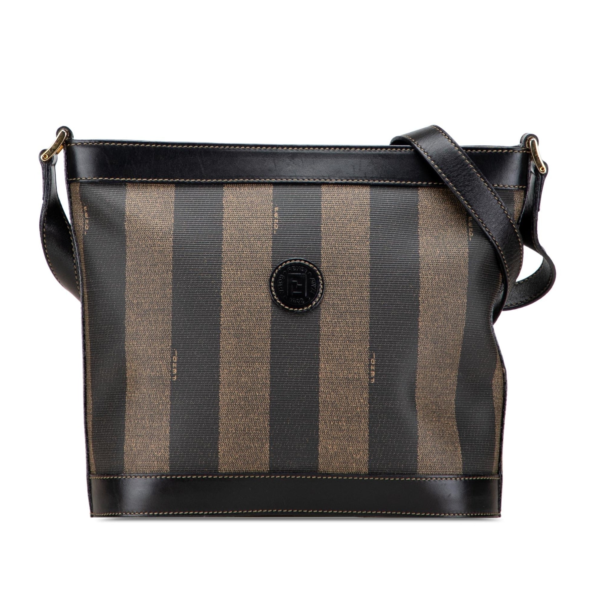 Fendi Pequin Coated Crossbody Canvas Crossbody Bag