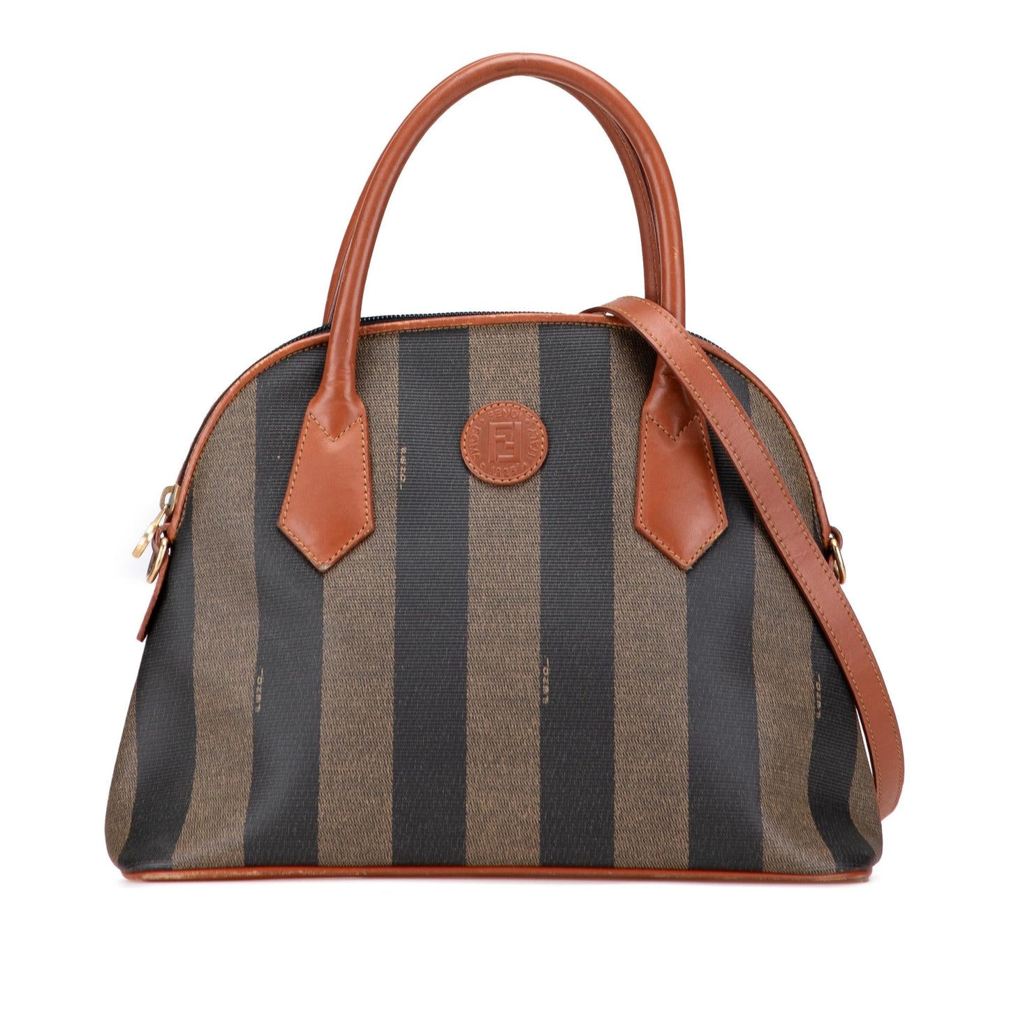 Fendi Pequin Coated Dome Satchel Canvas Satchel Bag