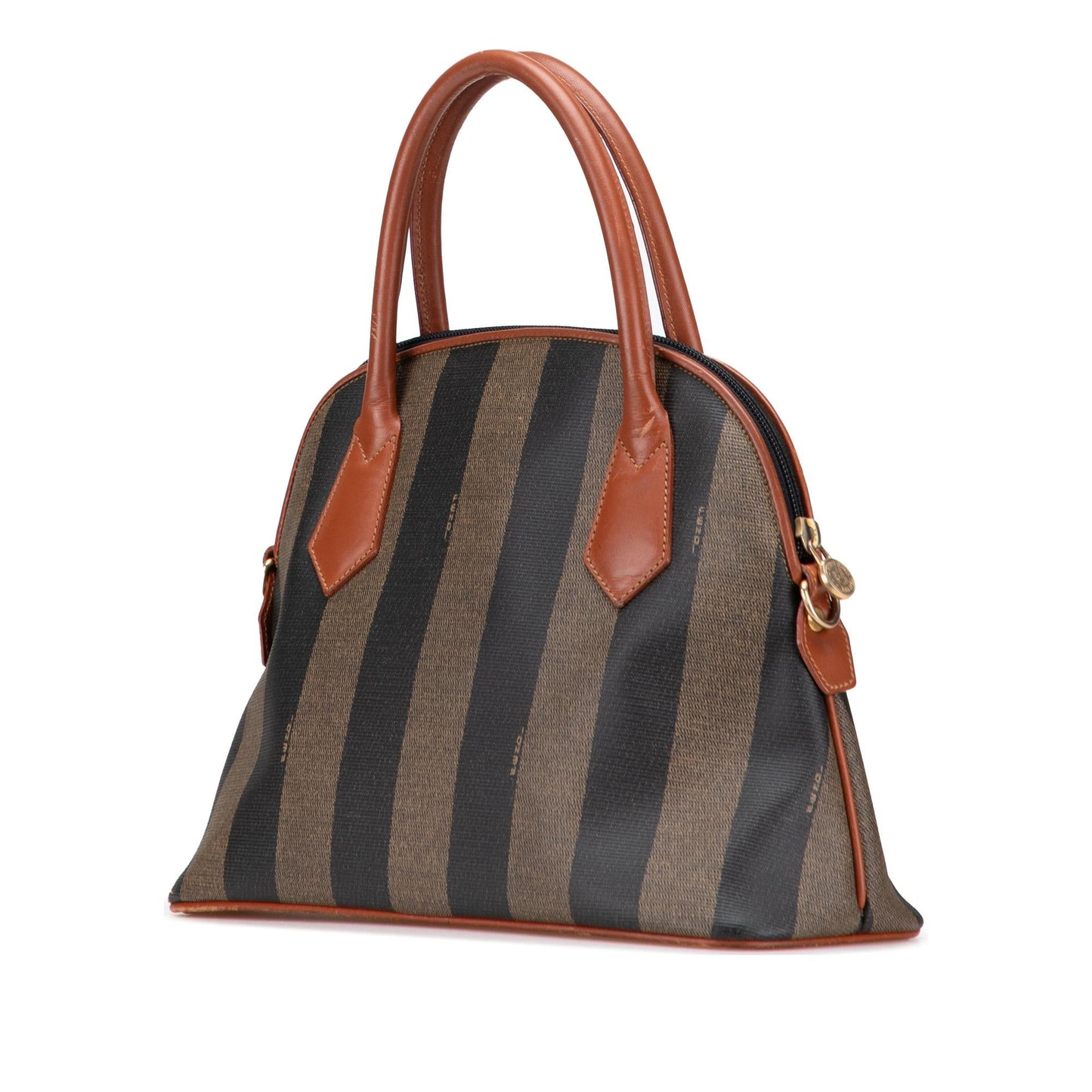 Fendi Pequin Coated Dome Satchel Canvas Satchel Bag