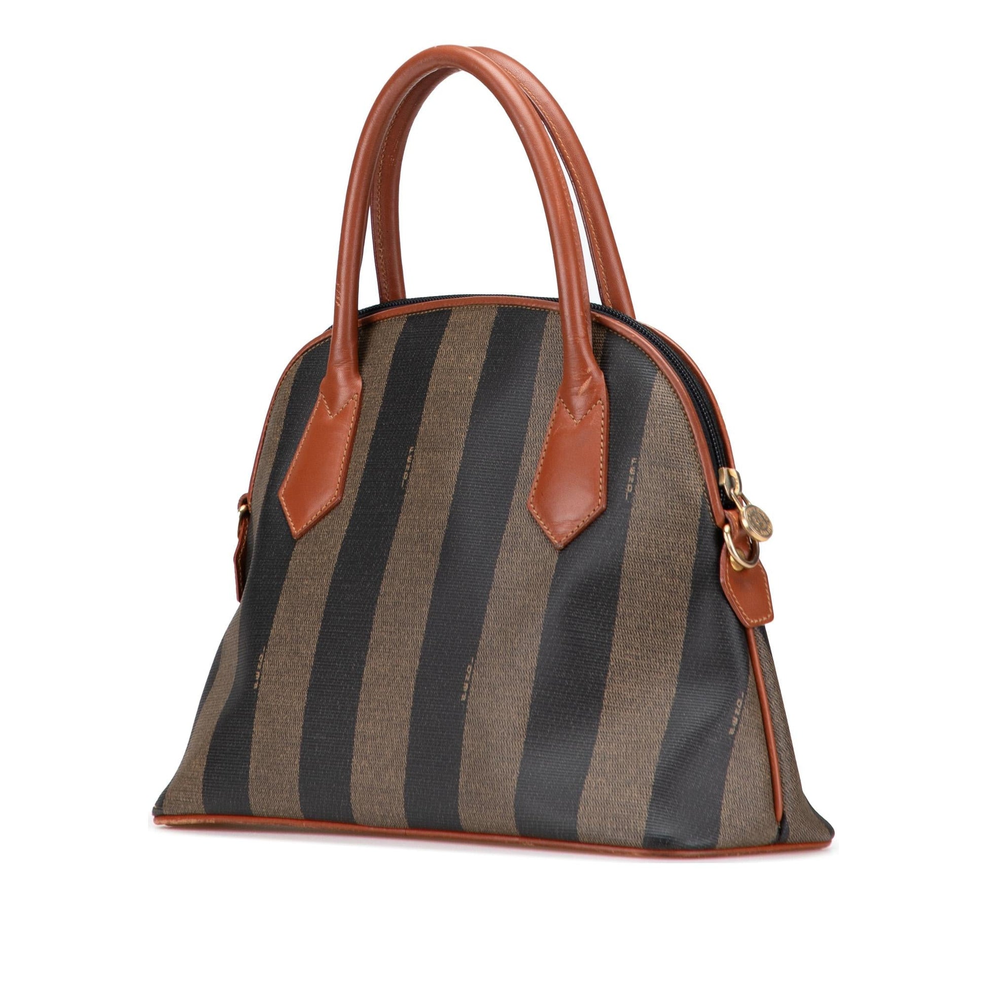 Fendi Pequin Coated Dome Satchel Canvas Satchel Bag