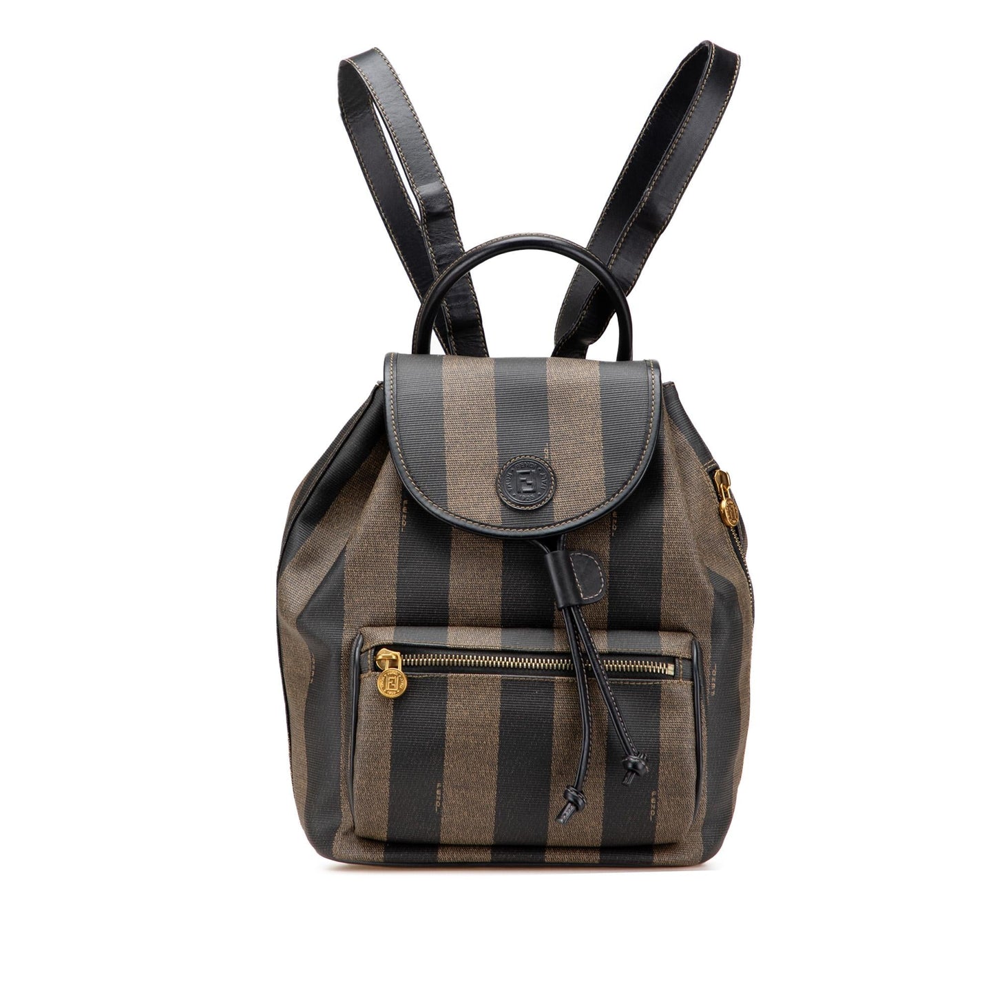 Fendi Pequin Coated Drawstring Backpack Canvas