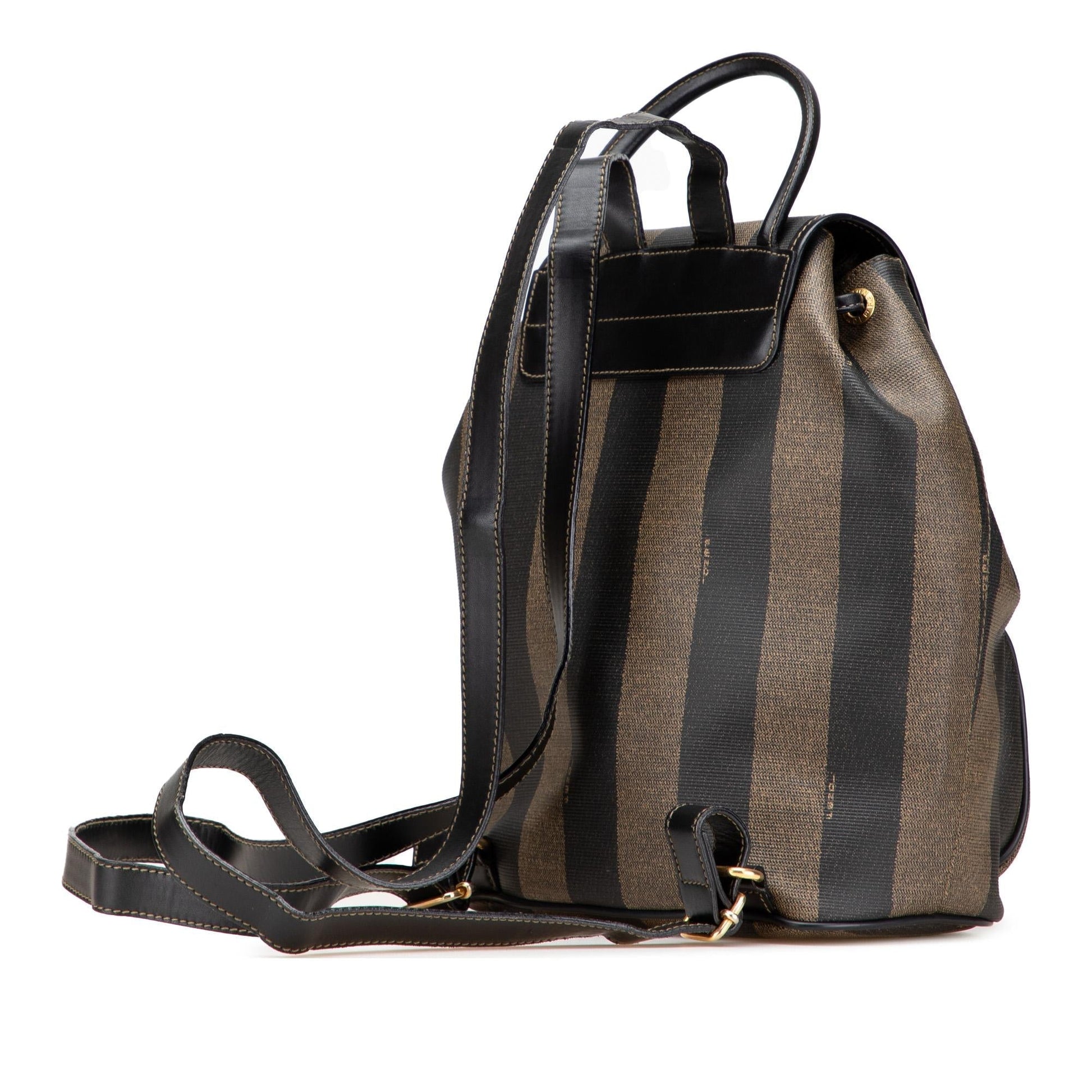 Fendi Pequin Coated Drawstring Backpack Canvas