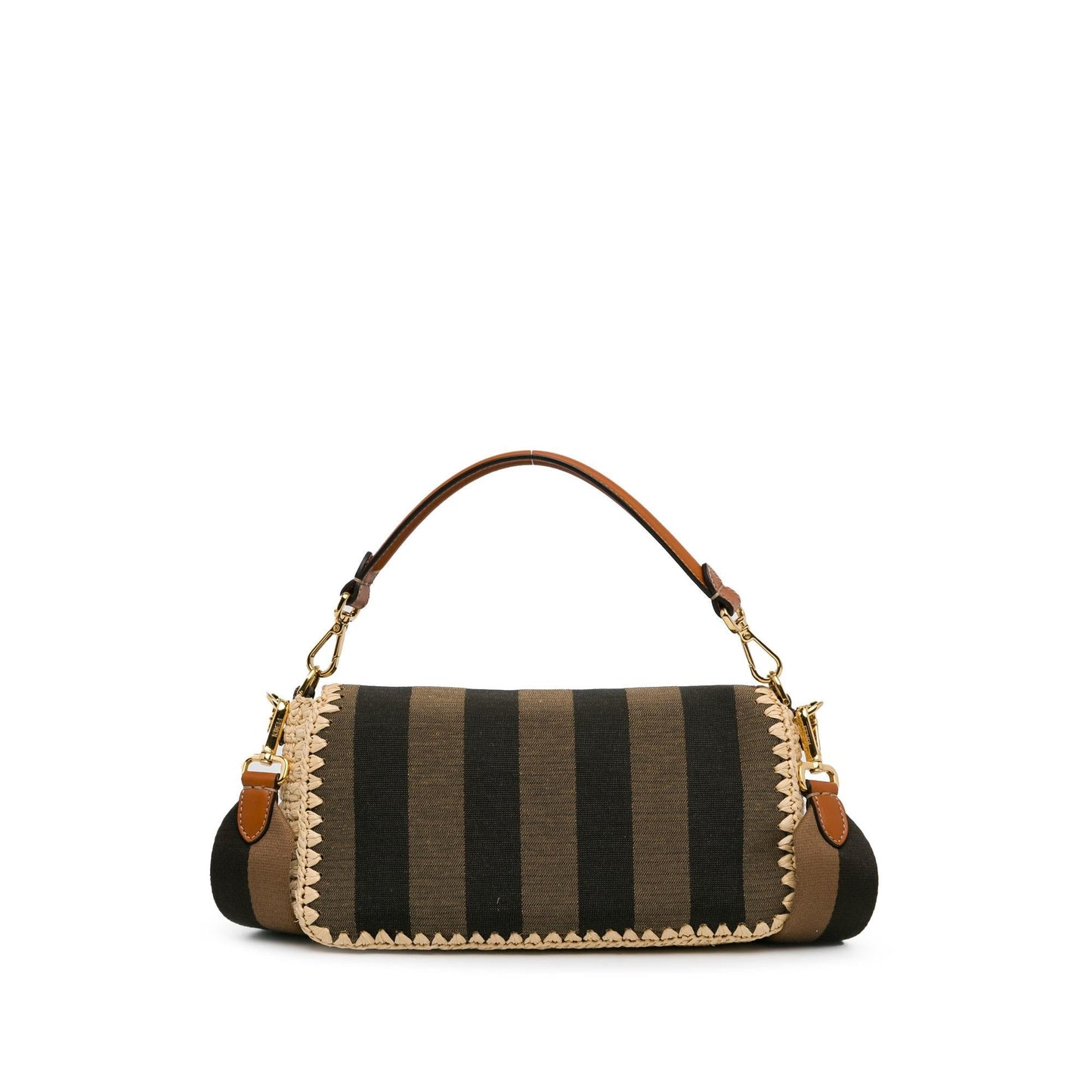 Fendi Pequin Gingham And Baguette Satchel Shg Mqy3Hf Canvas Raffia Satchel Bag