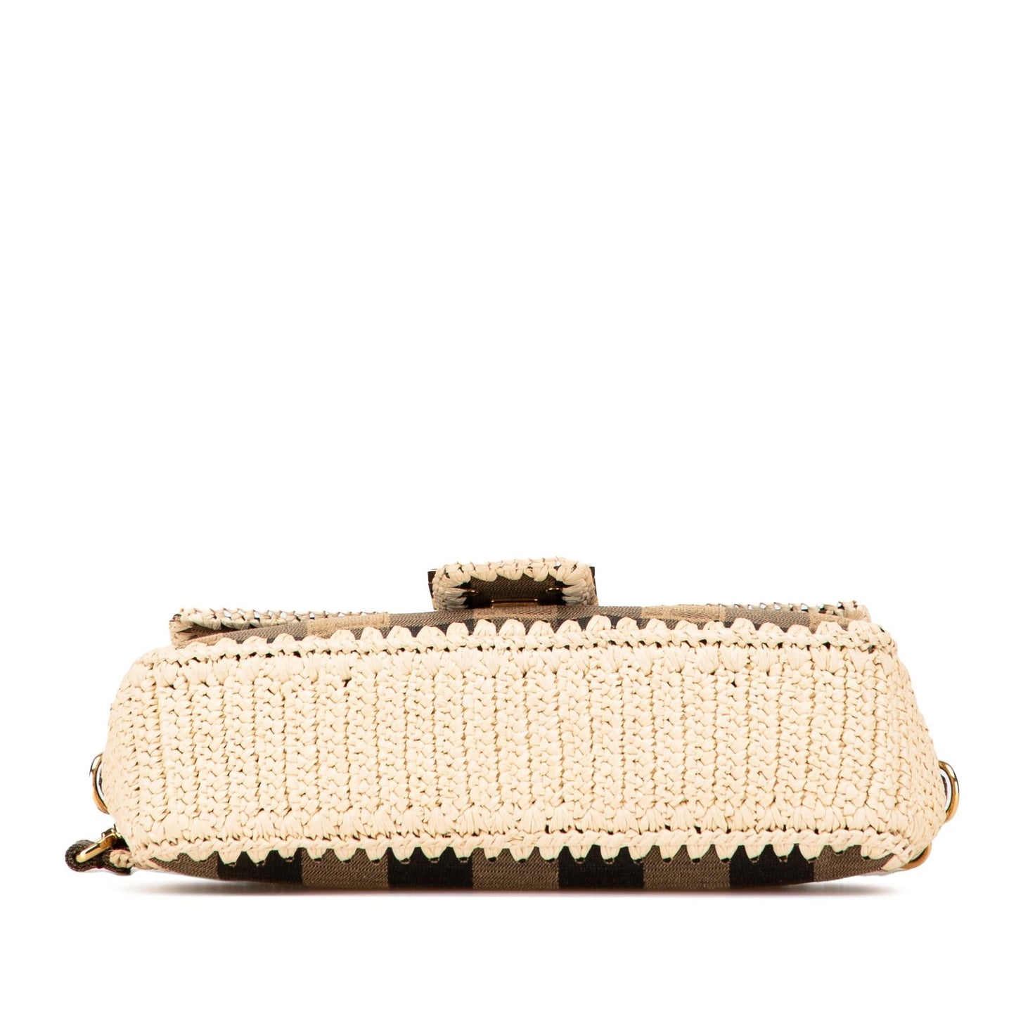 Fendi Pequin Gingham And Baguette Satchel Canvas Raffia Satchel Bag Raffia Baguette Satchel