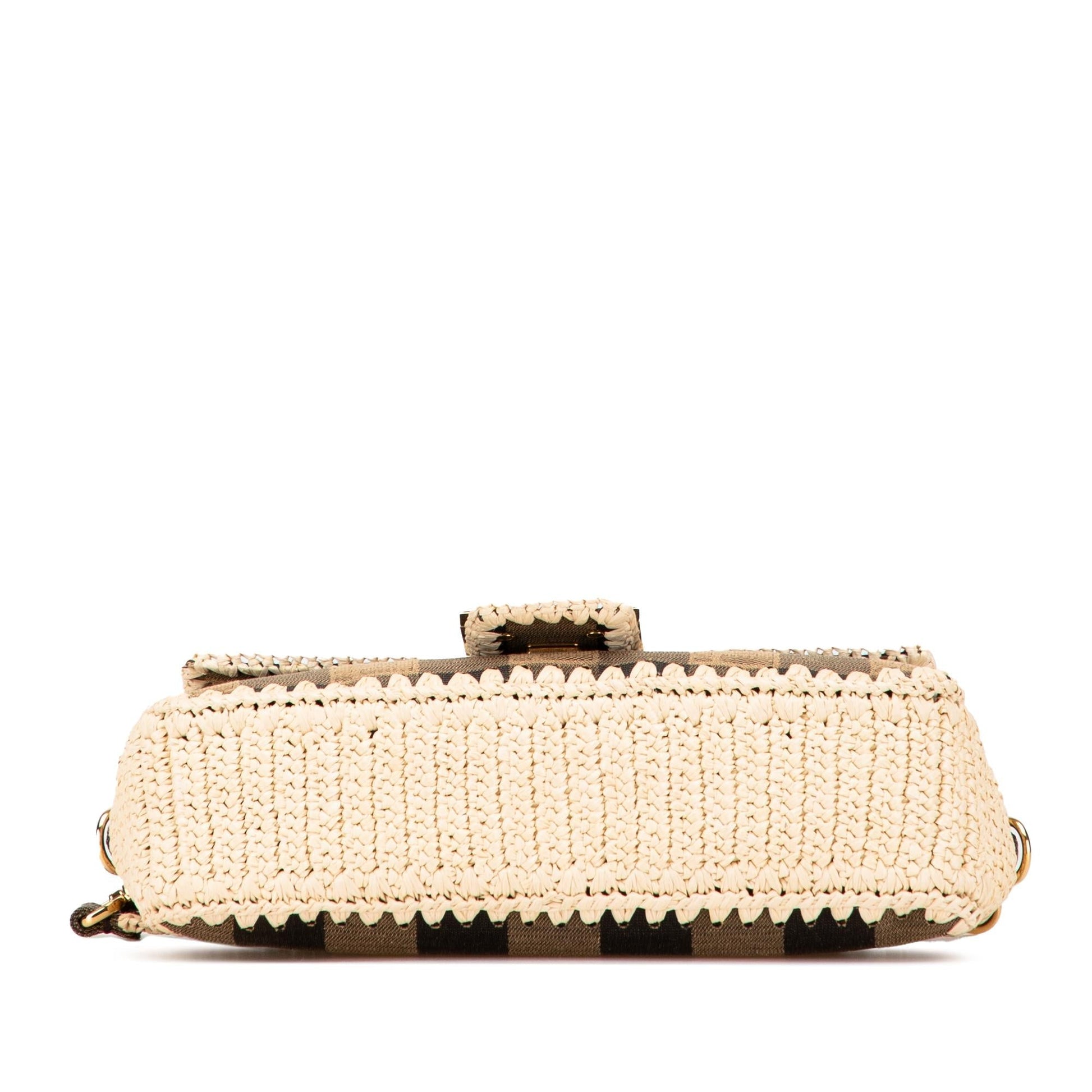 Fendi Pequin Gingham And Baguette Satchel Canvas Raffia Satchel Bag Raffia Baguette Satchel