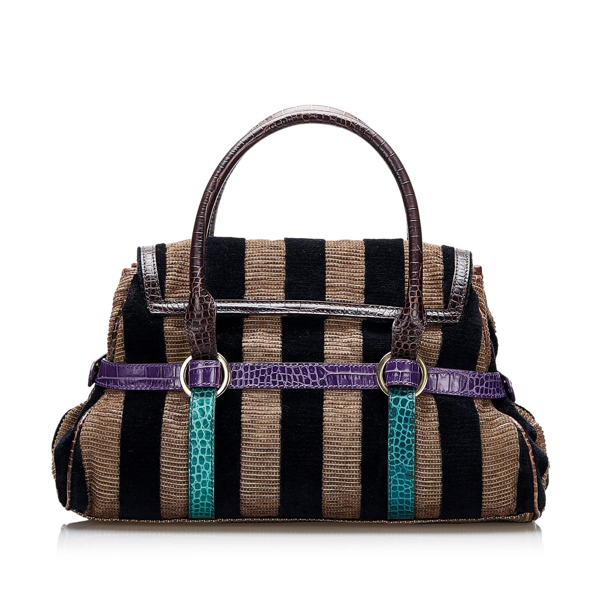 Fendi Pequin Handbag Shg Utqane Satchel Bag