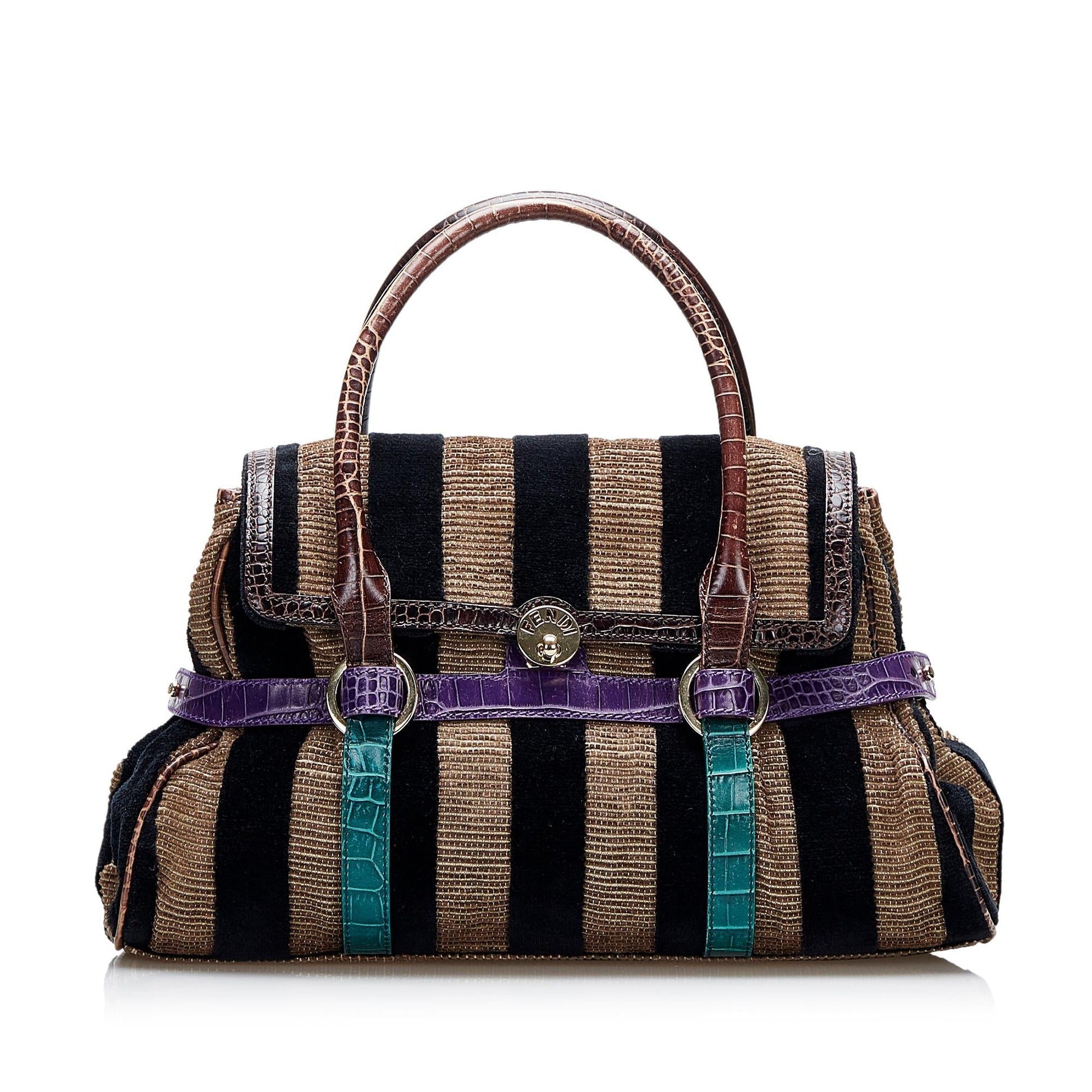 Fendi Pequin Handbag Shg Utqane Satchel Bag