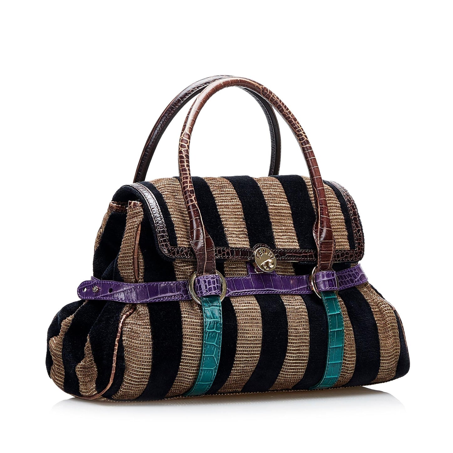 Fendi Pequin Handbag Shg Utqane Satchel Bag