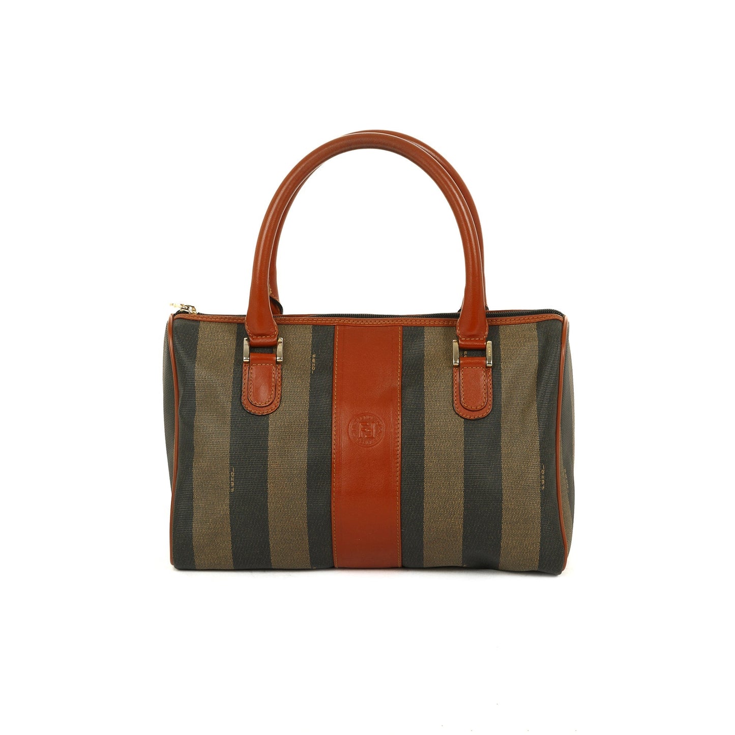 Fendi Pequin Stripe Boston Bag Travel Bag